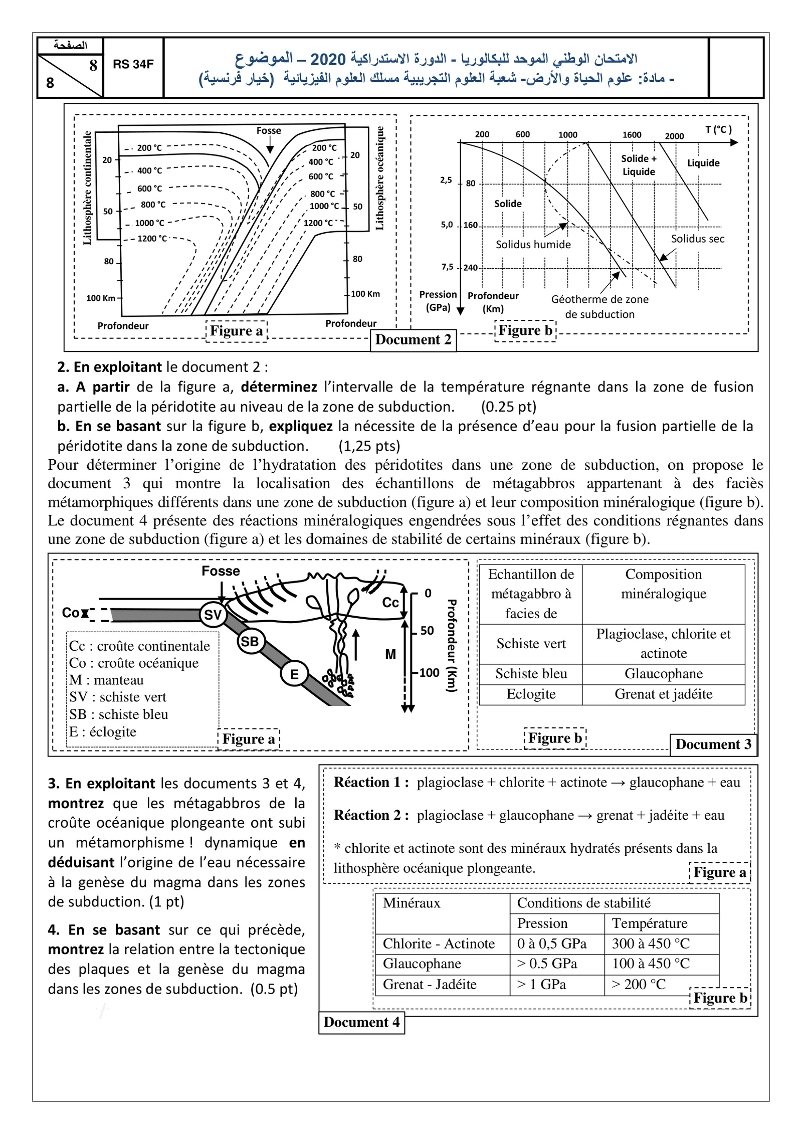 Sujet SVT Bac PC 2020 page 8