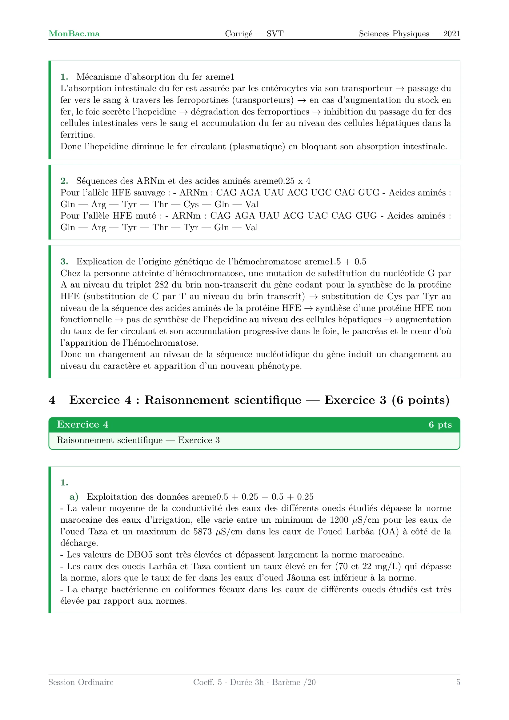 Corrige SVT Bac PC 2021 page 5