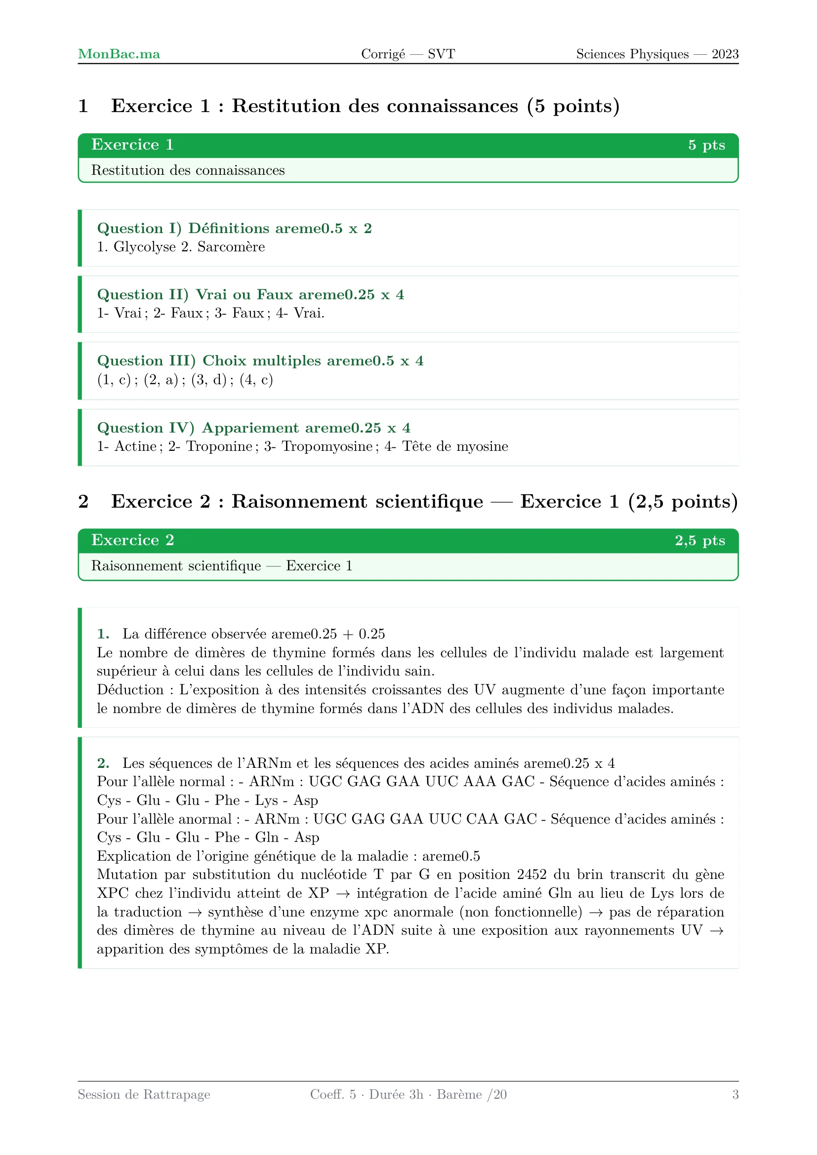 Corrige SVT Bac PC 2023 page 3