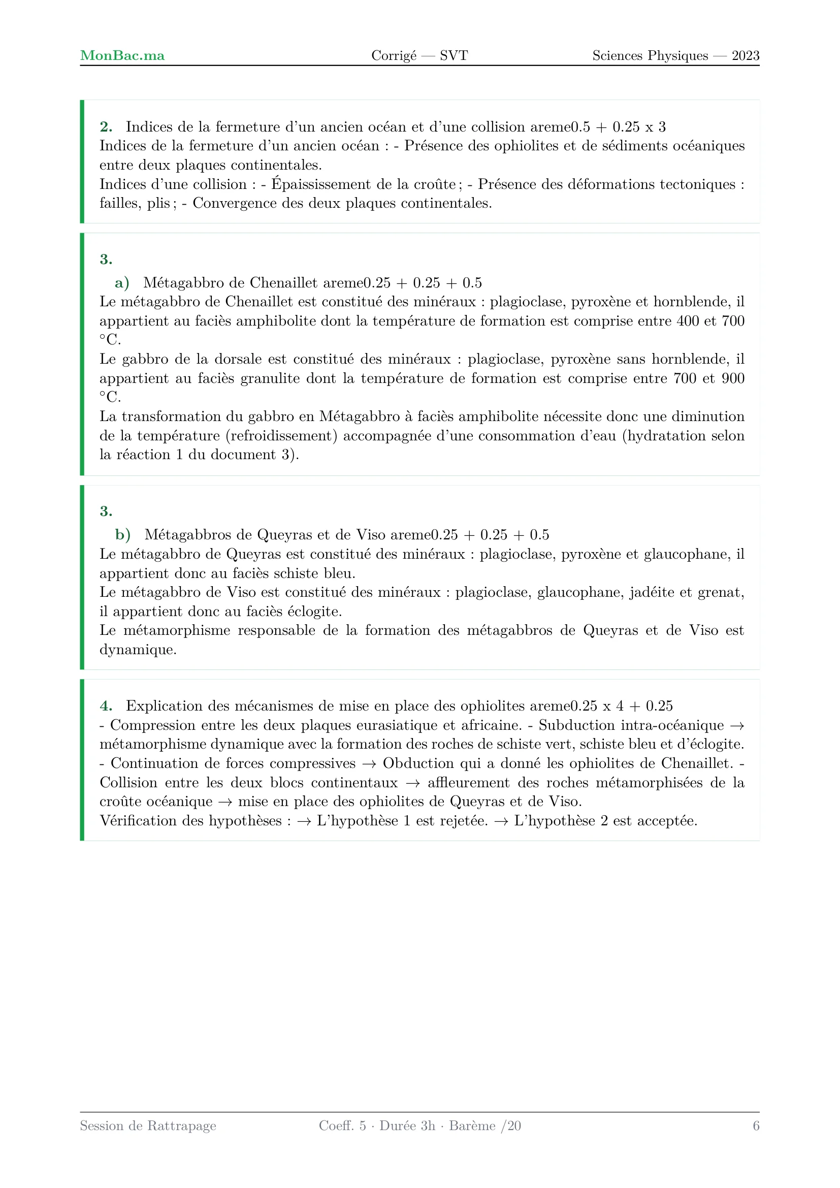 Corrige SVT Bac PC 2023 page 6