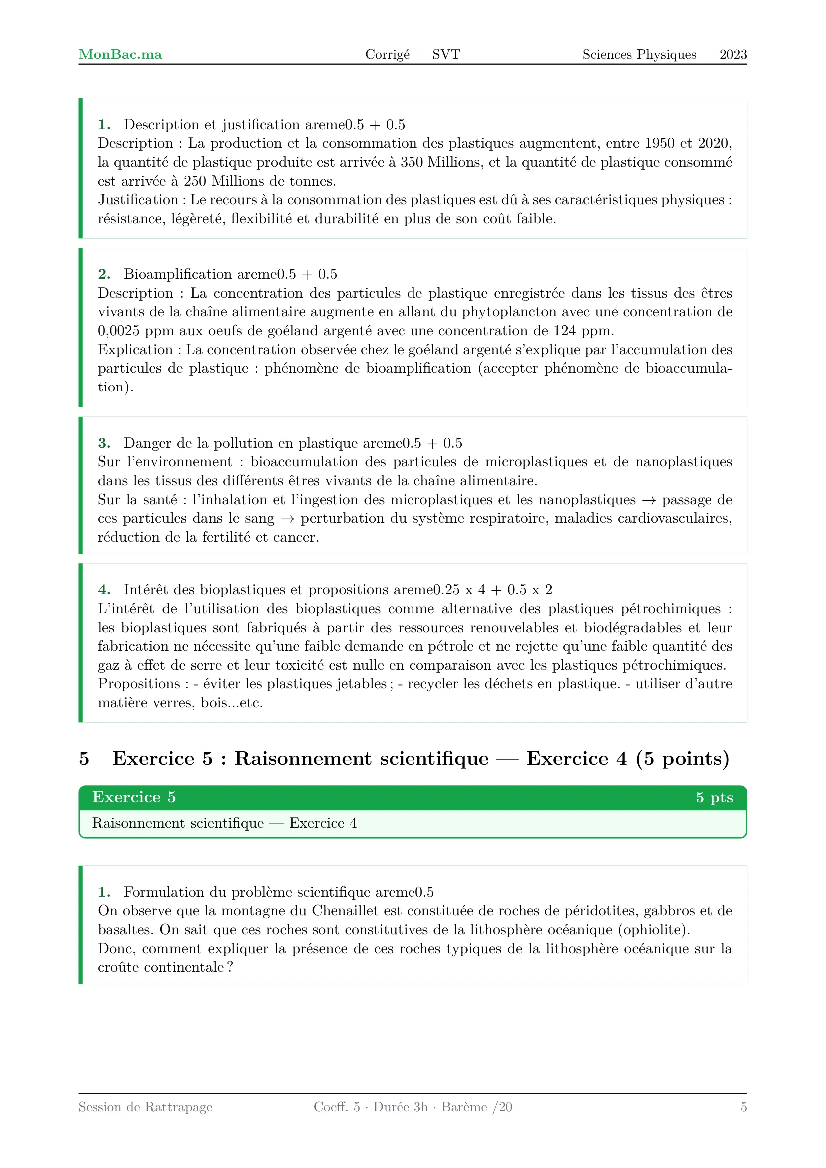 Corrige SVT Bac PC 2023 page 5