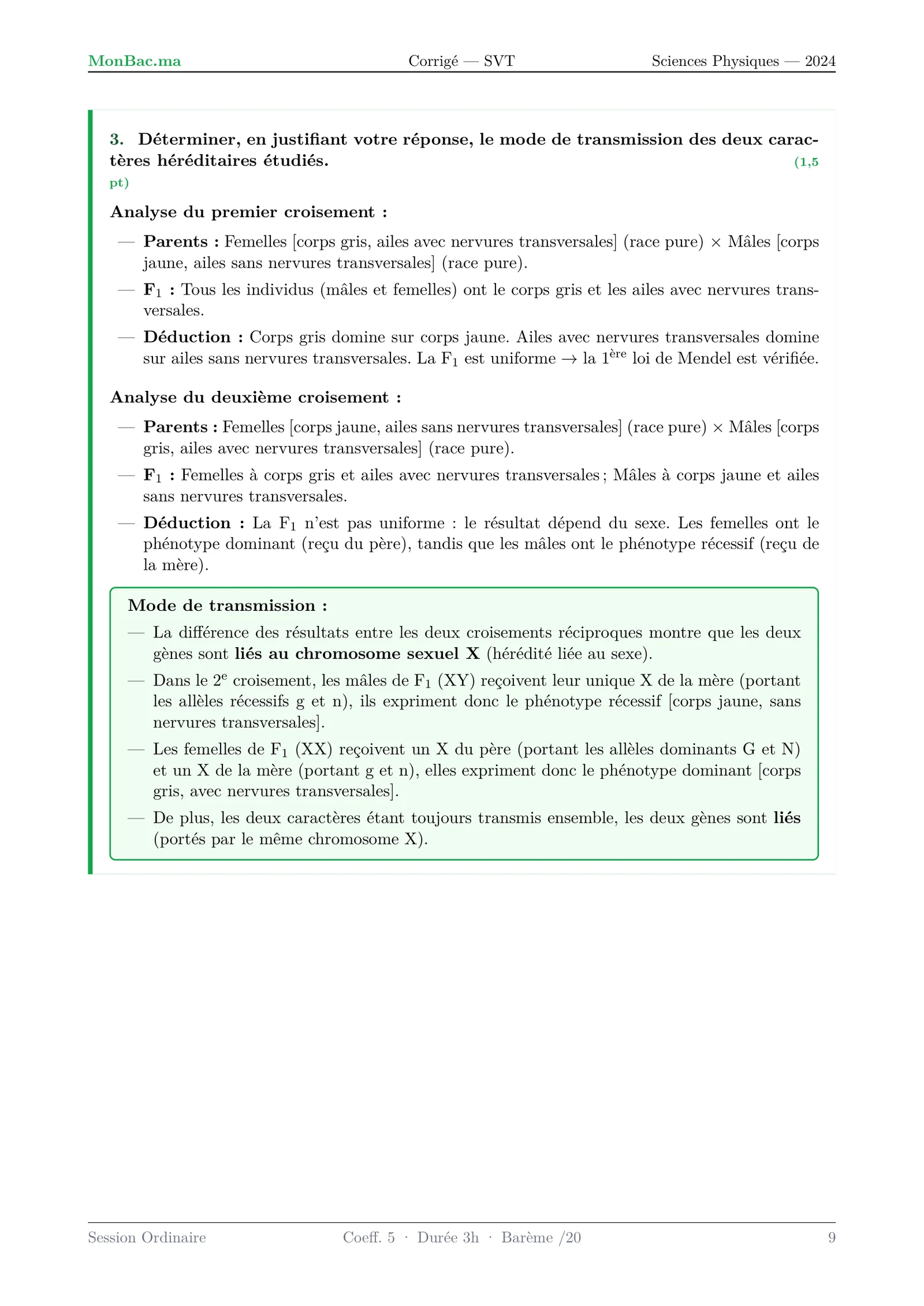 Corrige SVT Bac PC 2024 page 9