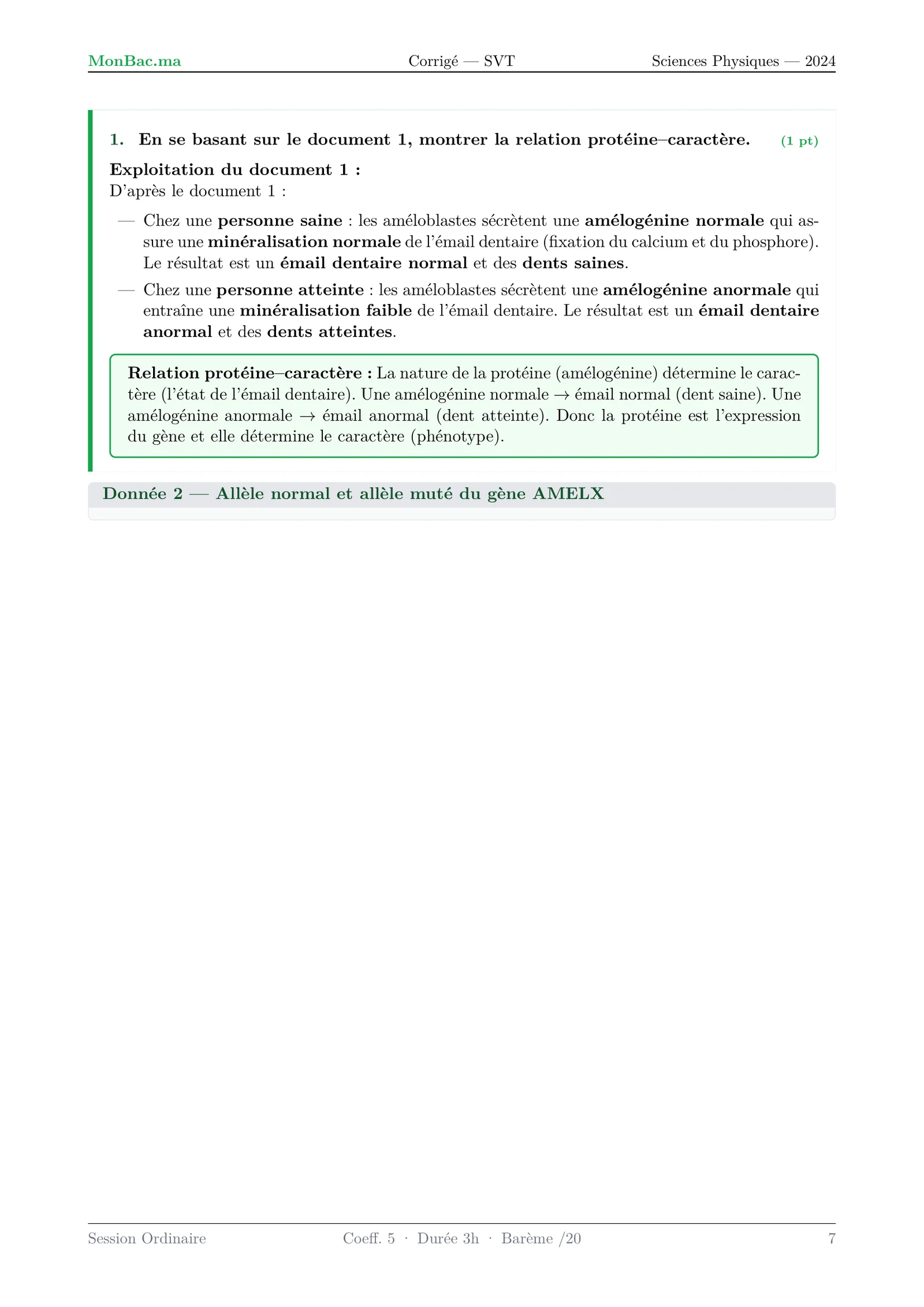 Corrige SVT Bac PC 2024 page 7