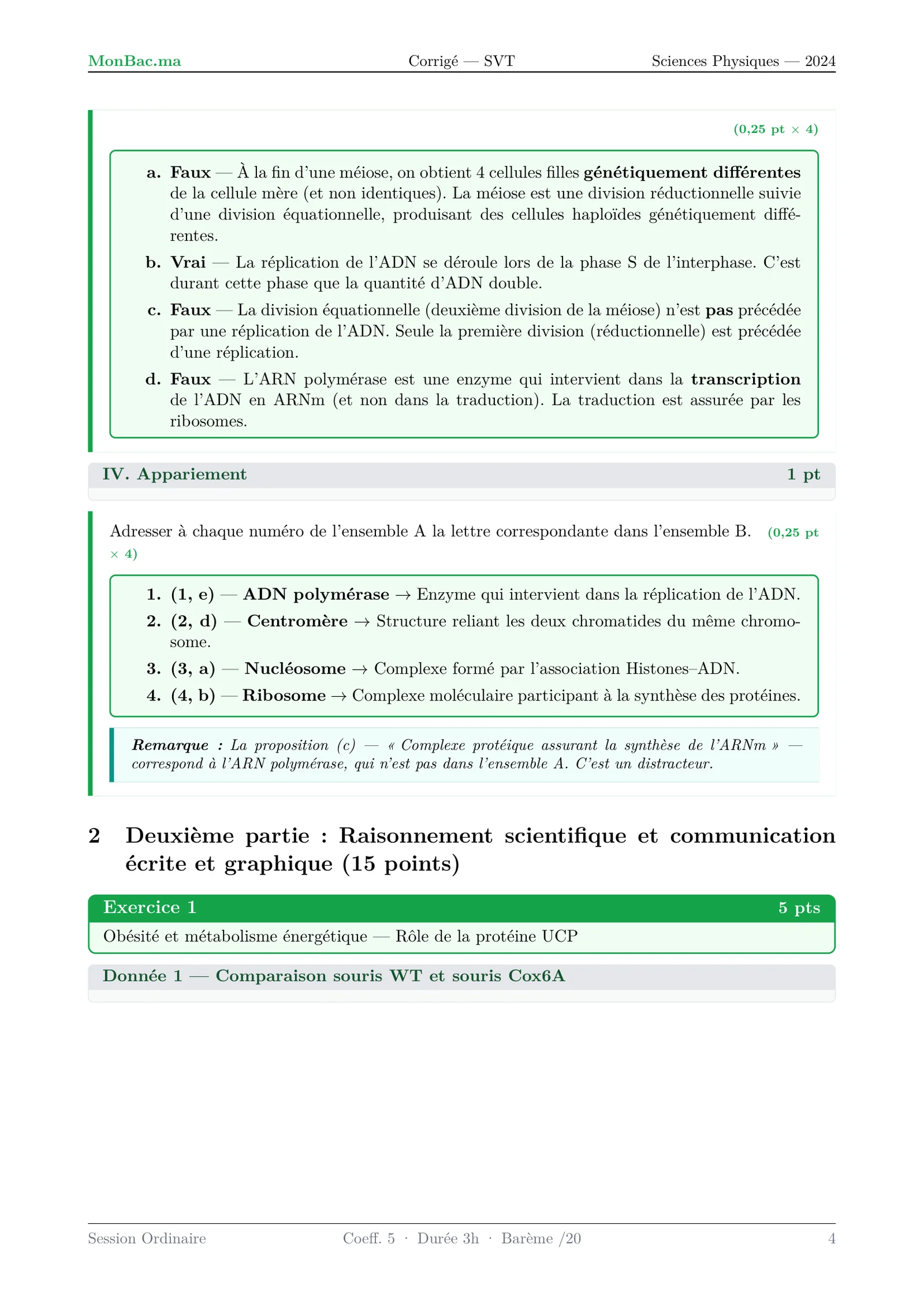 Corrige SVT Bac PC 2024 page 4