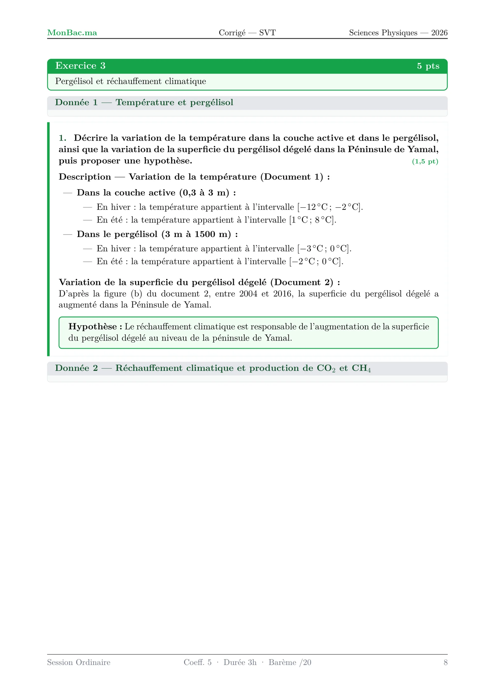 Corrige SVT Bac PC 2026 page 8