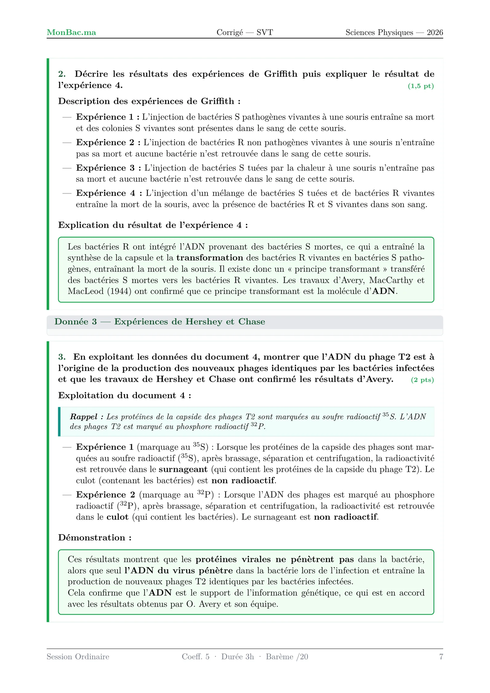 Corrige SVT Bac PC 2026 page 7