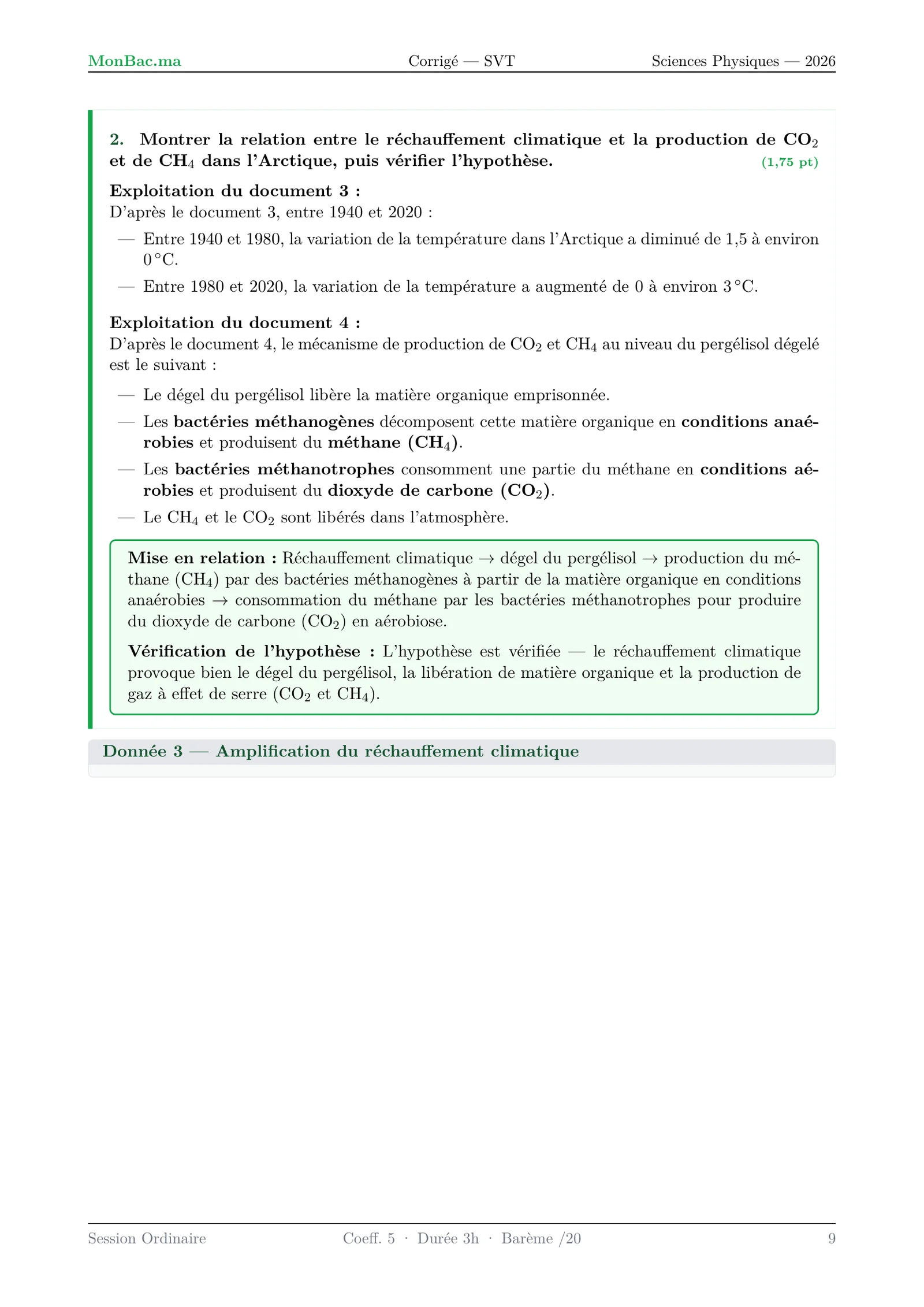 Corrige SVT Bac PC 2026 page 9