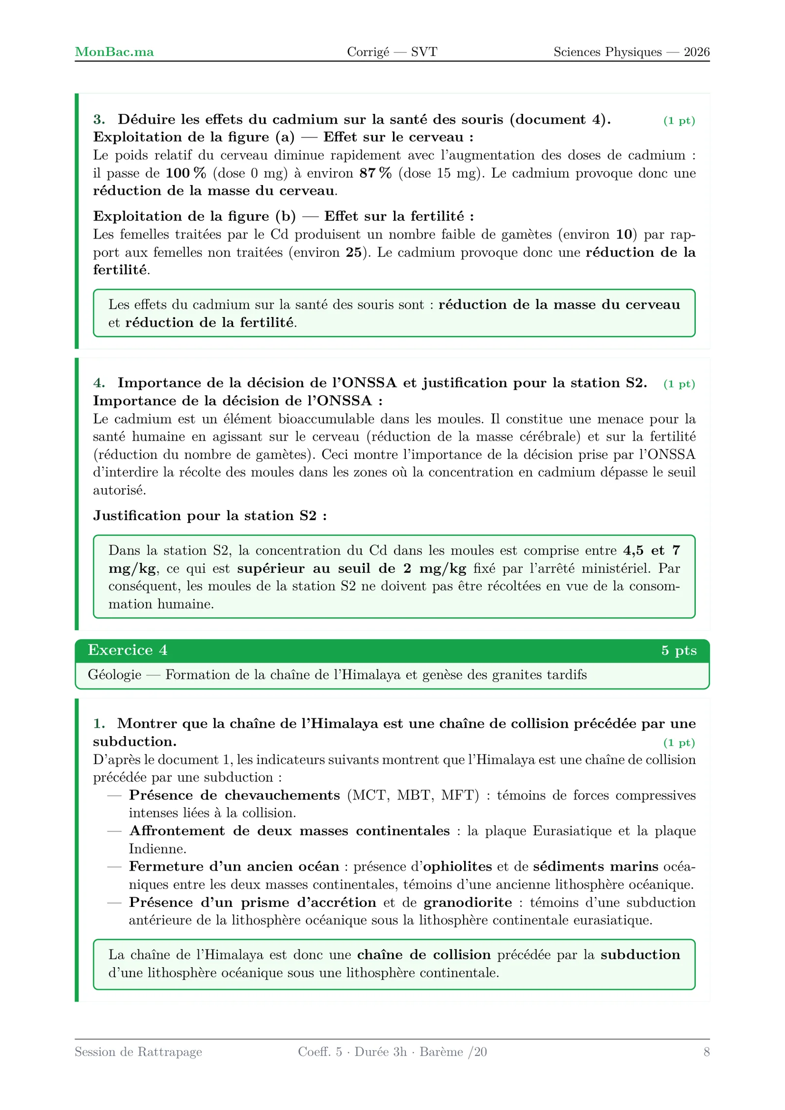 Corrige SVT Bac PC 2026 page 8