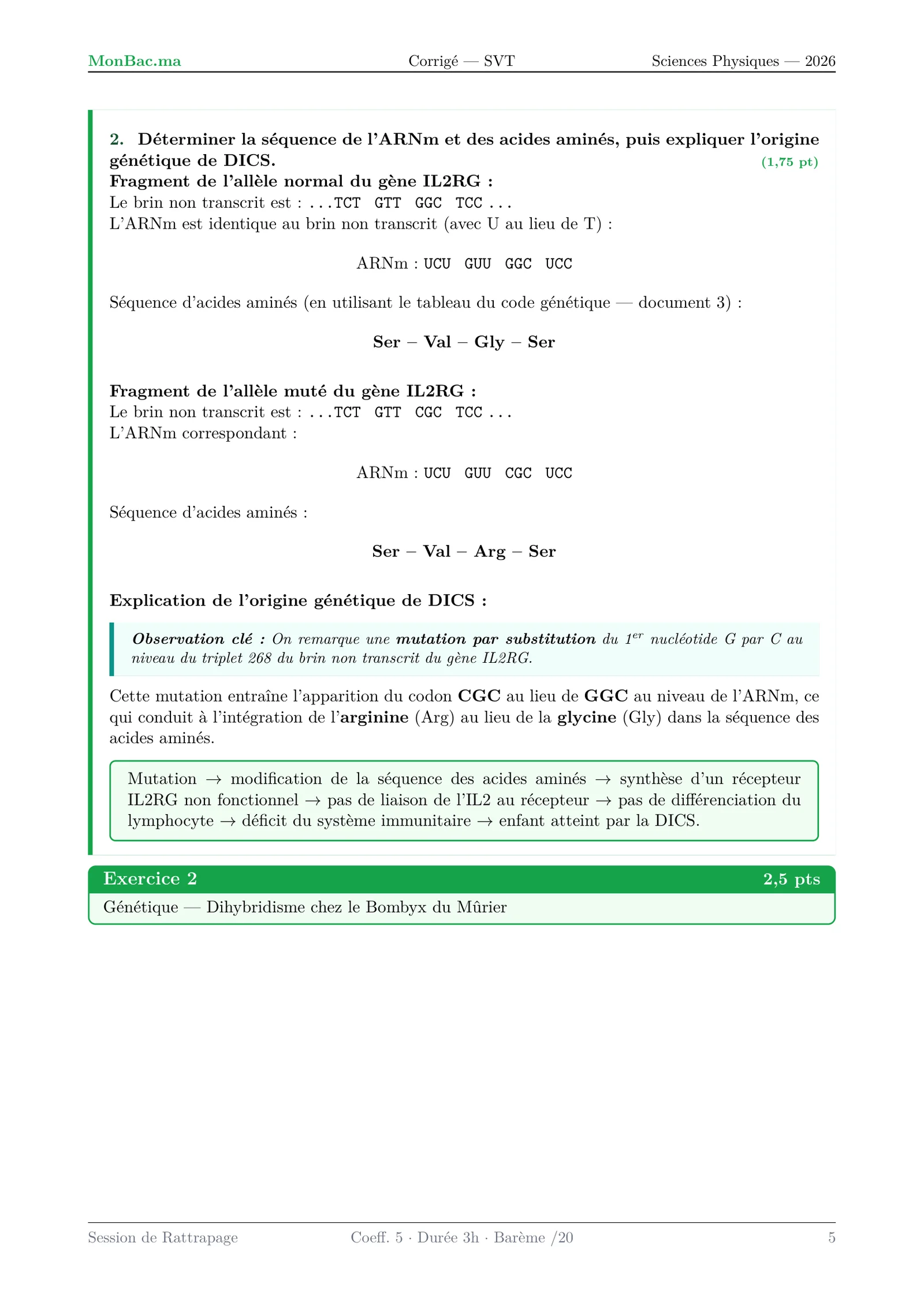 Corrige SVT Bac PC 2026 page 5