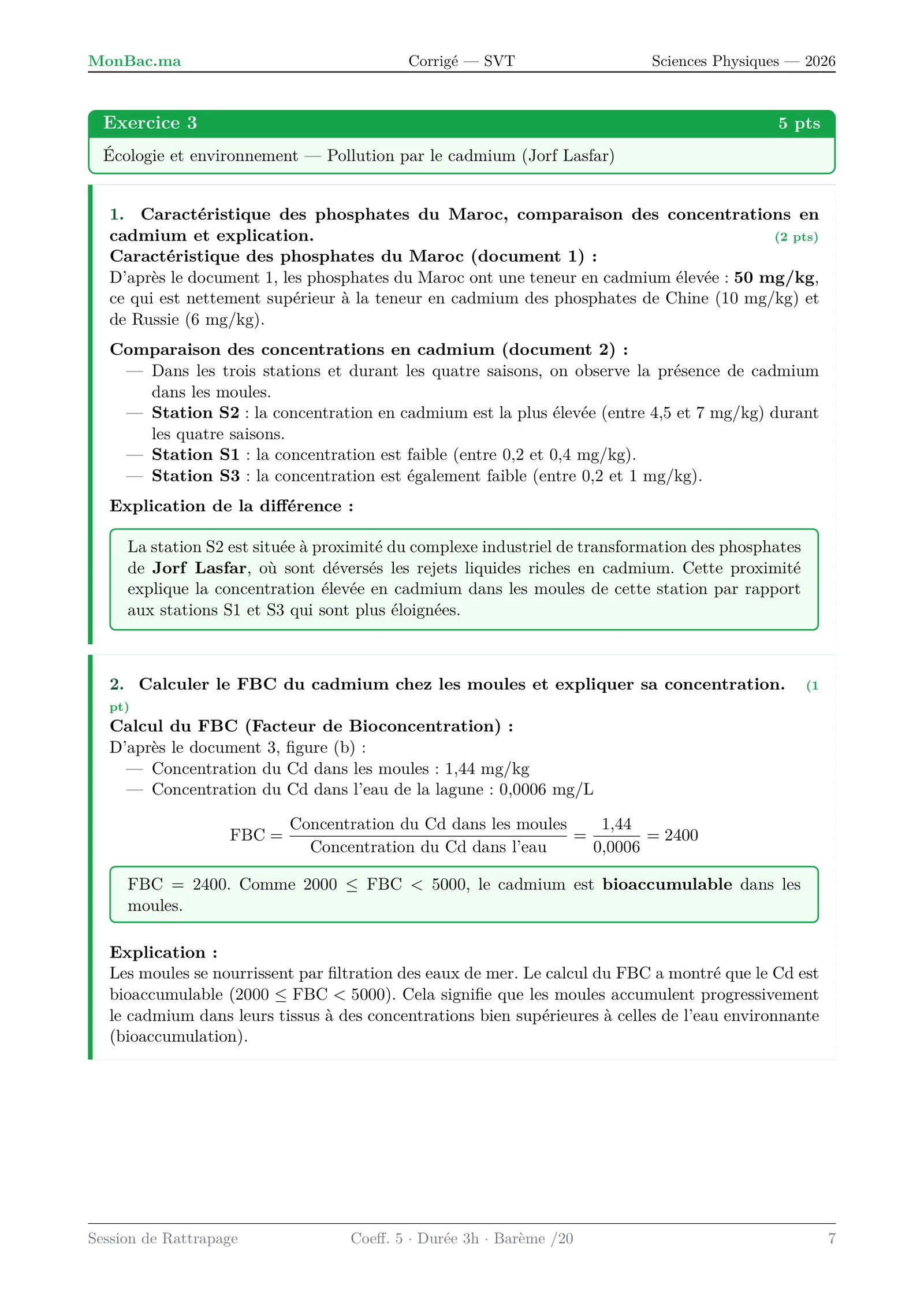 Corrige SVT Bac PC 2026 page 7