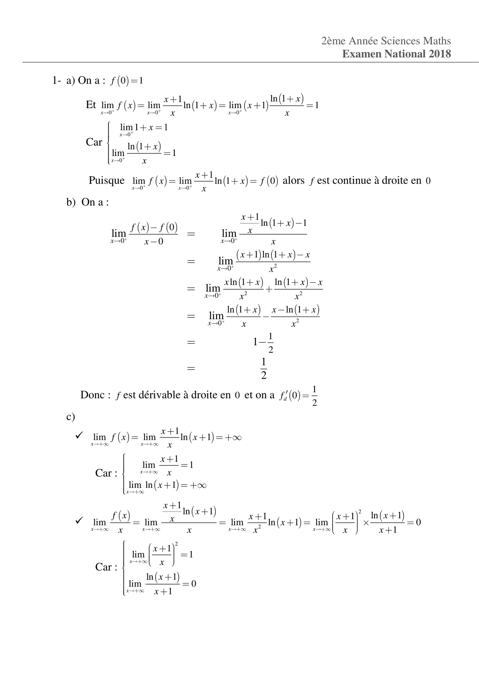 Corrige Math Bac SM 2018 page 11