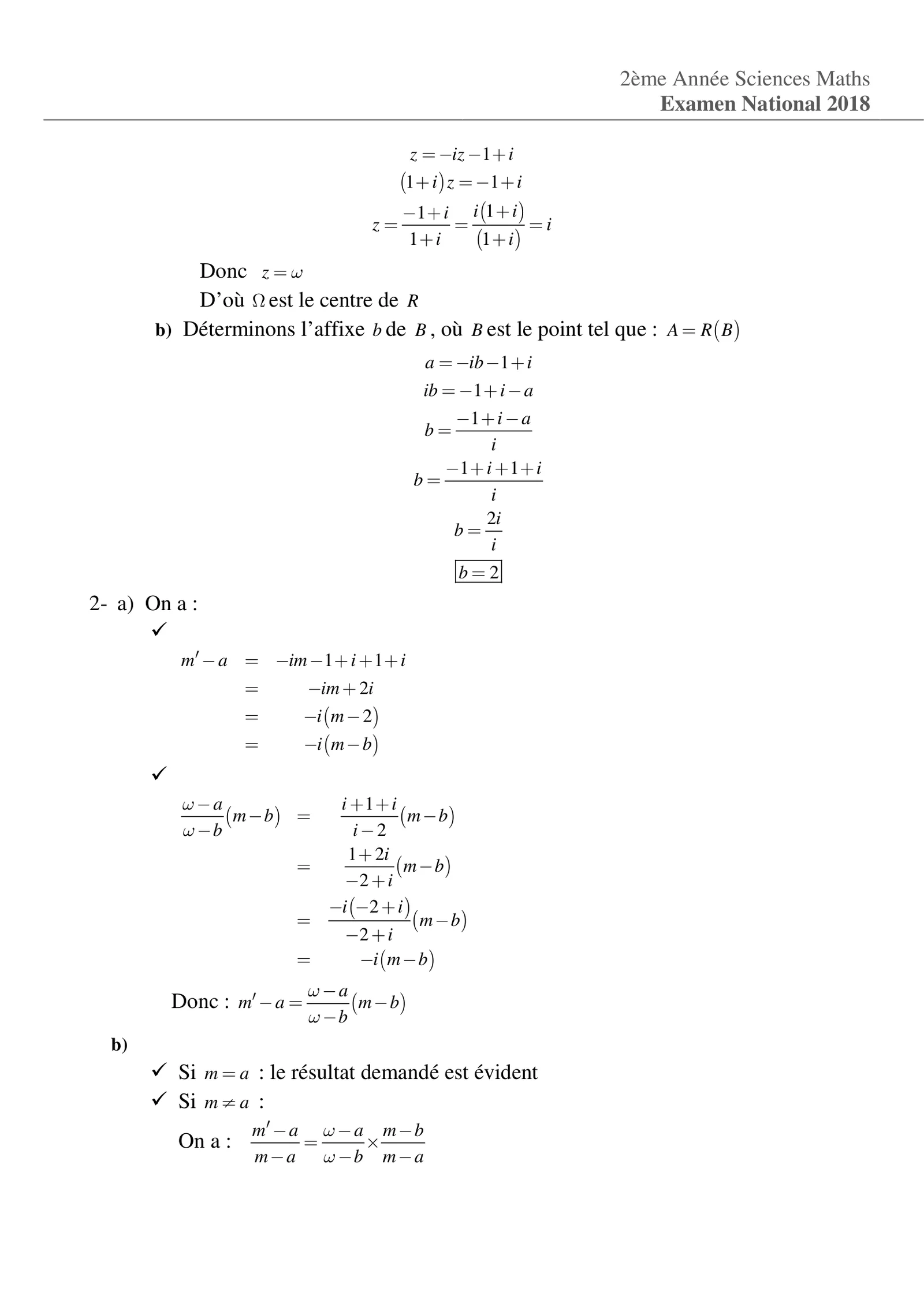 Corrige Math Bac SM 2018 page 8