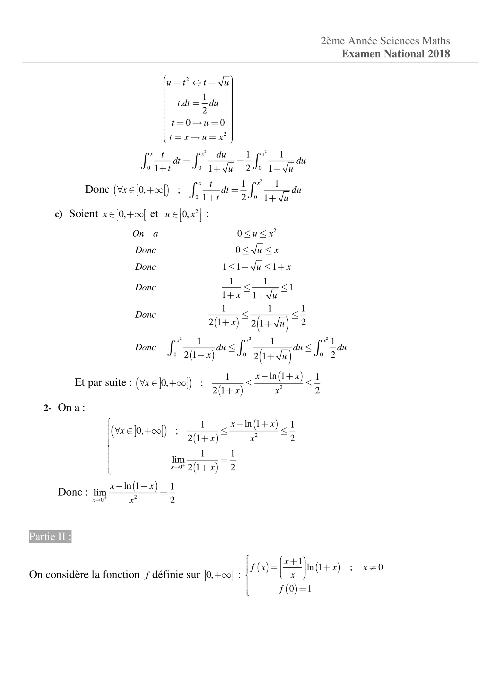 Corrige Math Bac SM 2018 page 10