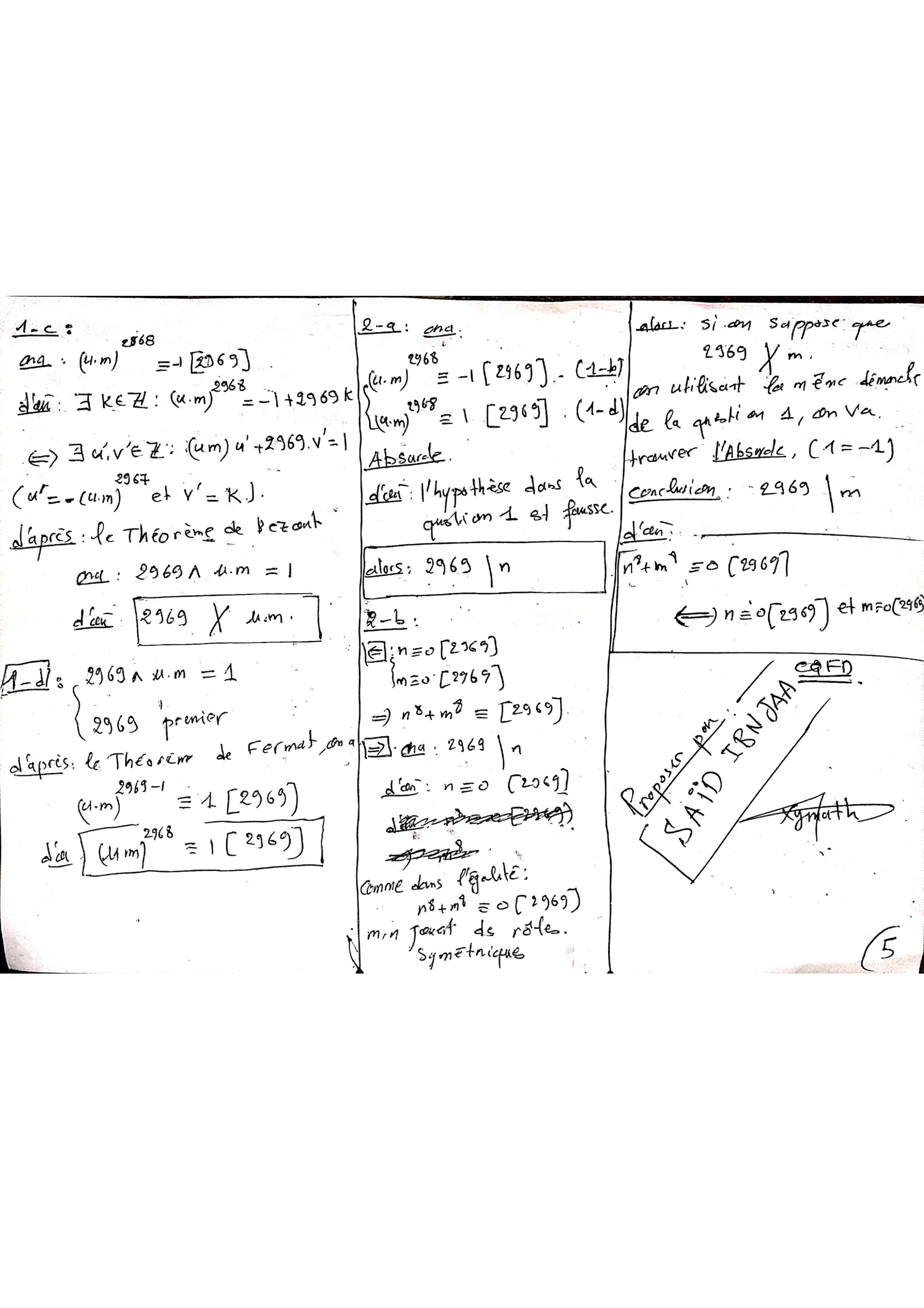 Corrige Math Bac SM 2019 page 5
