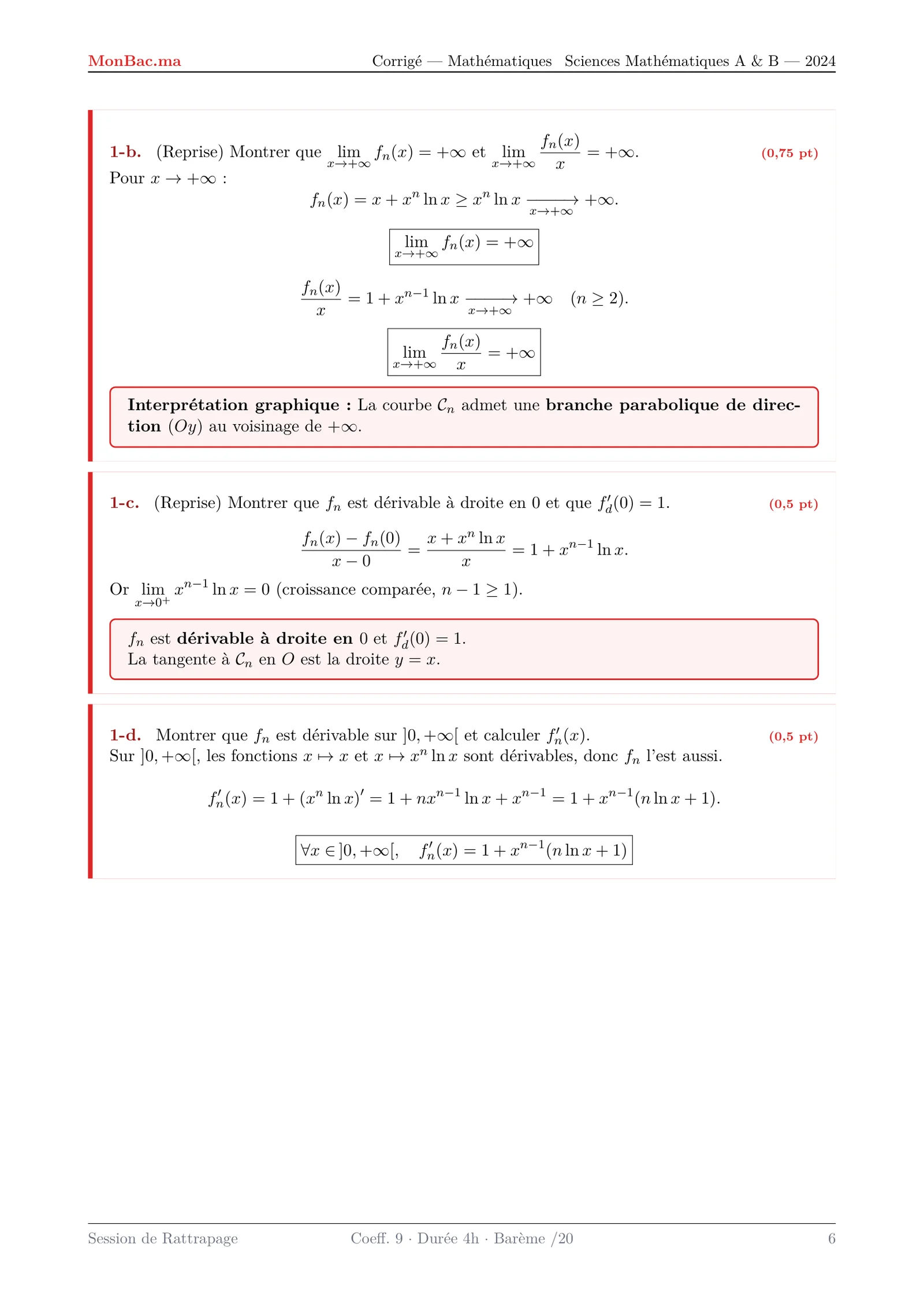 Corrige Math Bac SM 2024 page 6