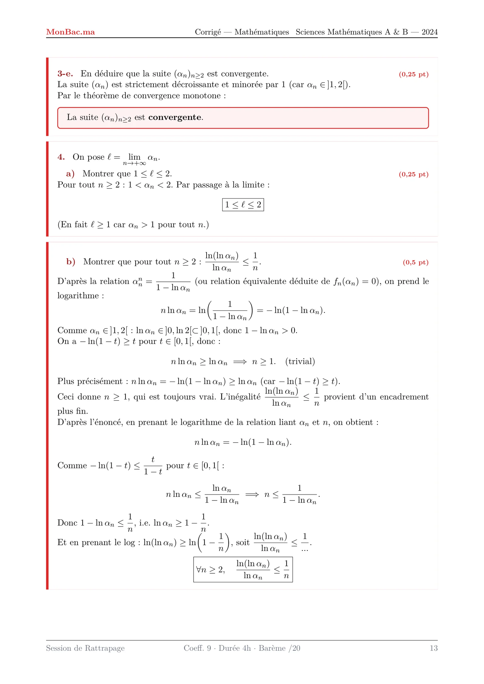 Corrige Math Bac SM 2024 page 13