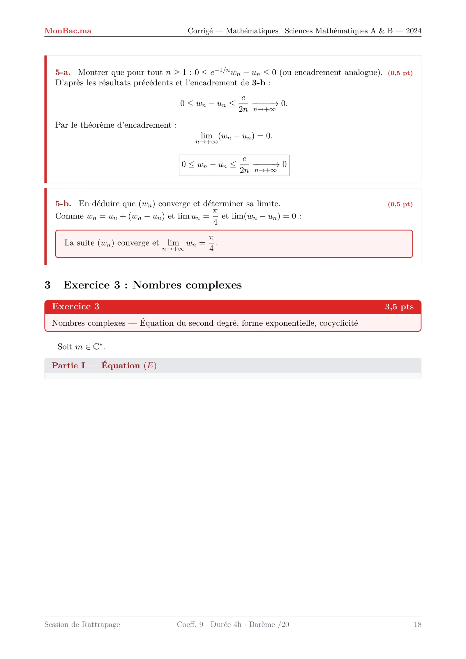 Corrige Math Bac SM 2024 page 18