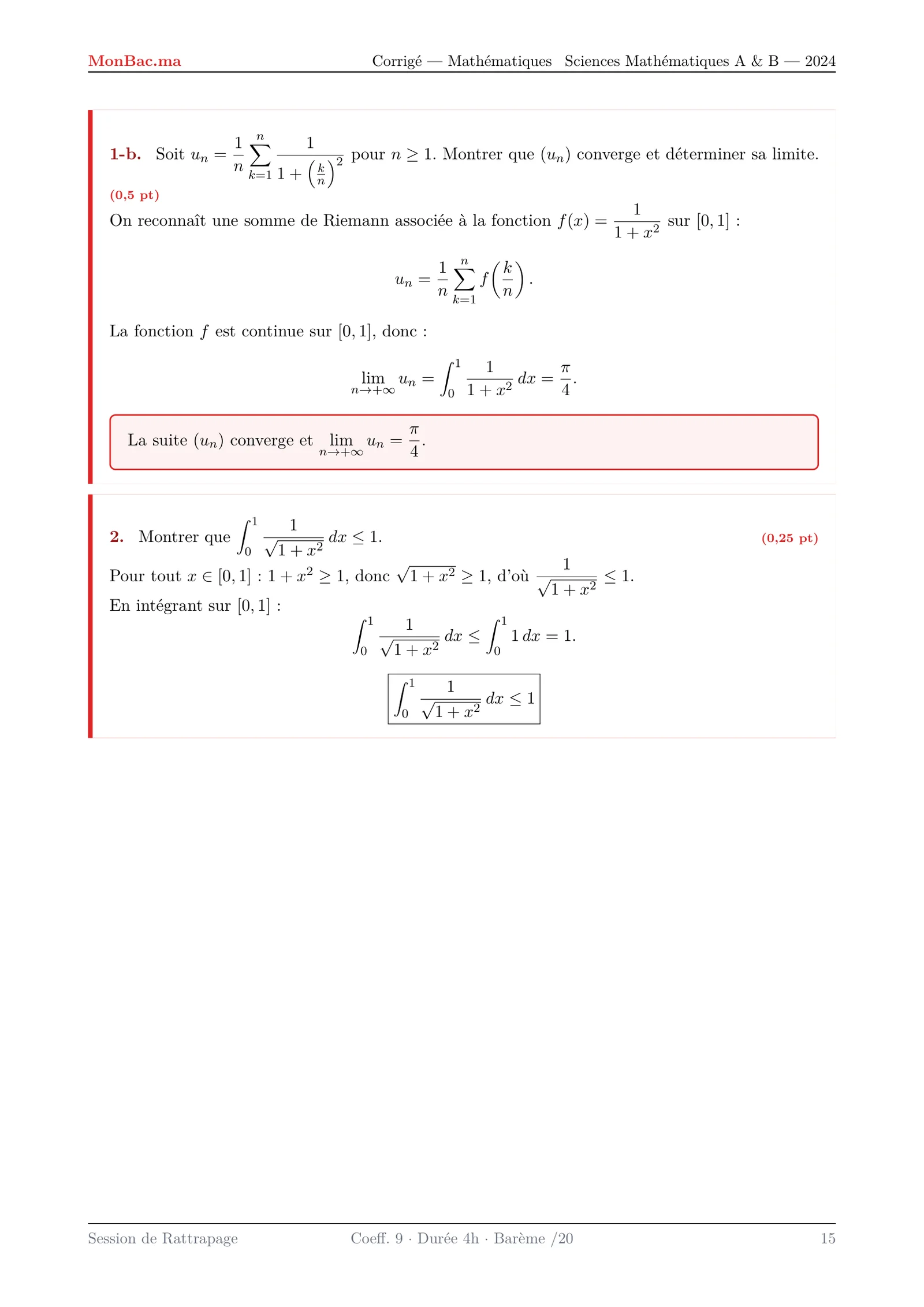Corrige Math Bac SM 2024 page 15