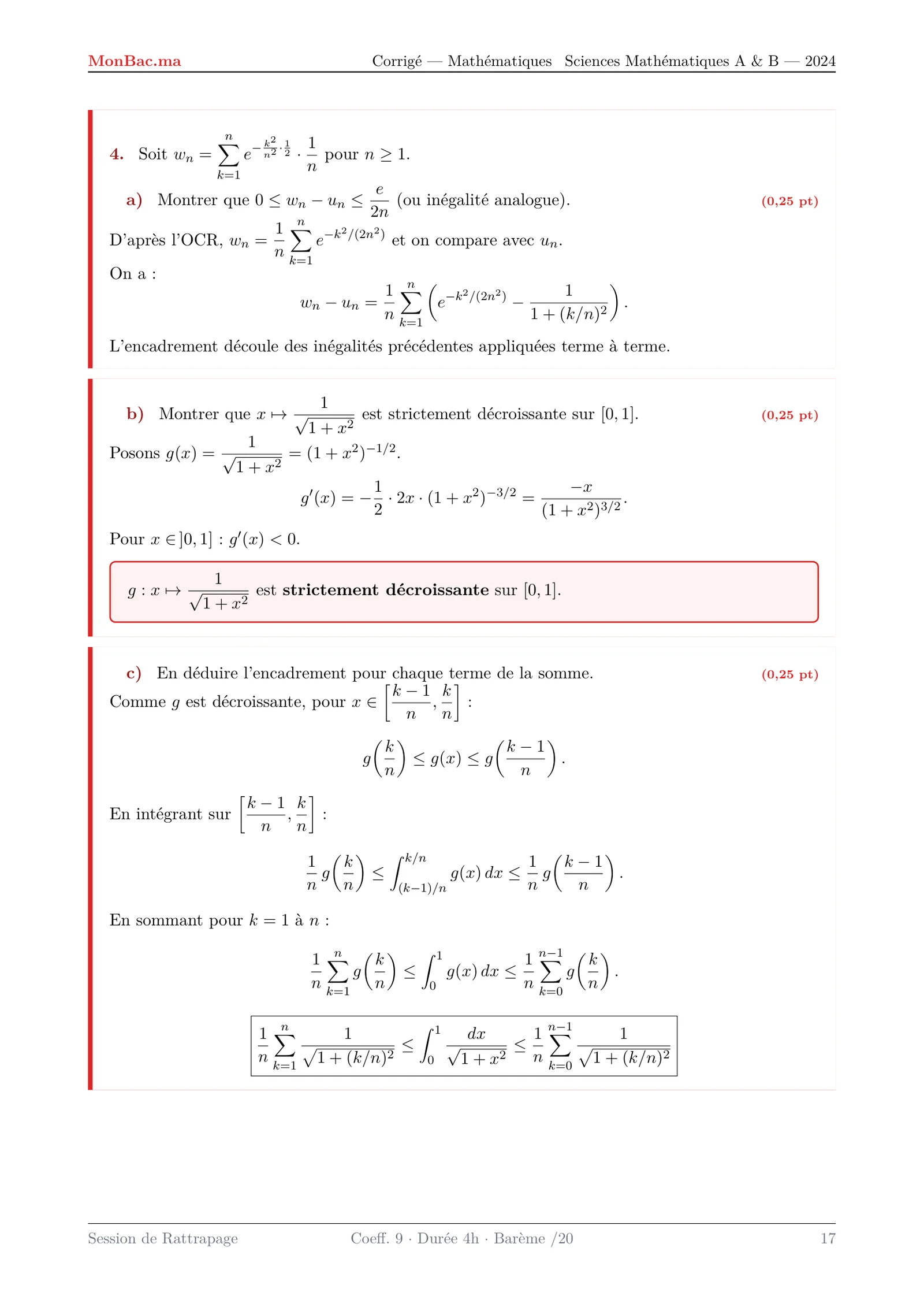 Corrige Math Bac SM 2024 page 17