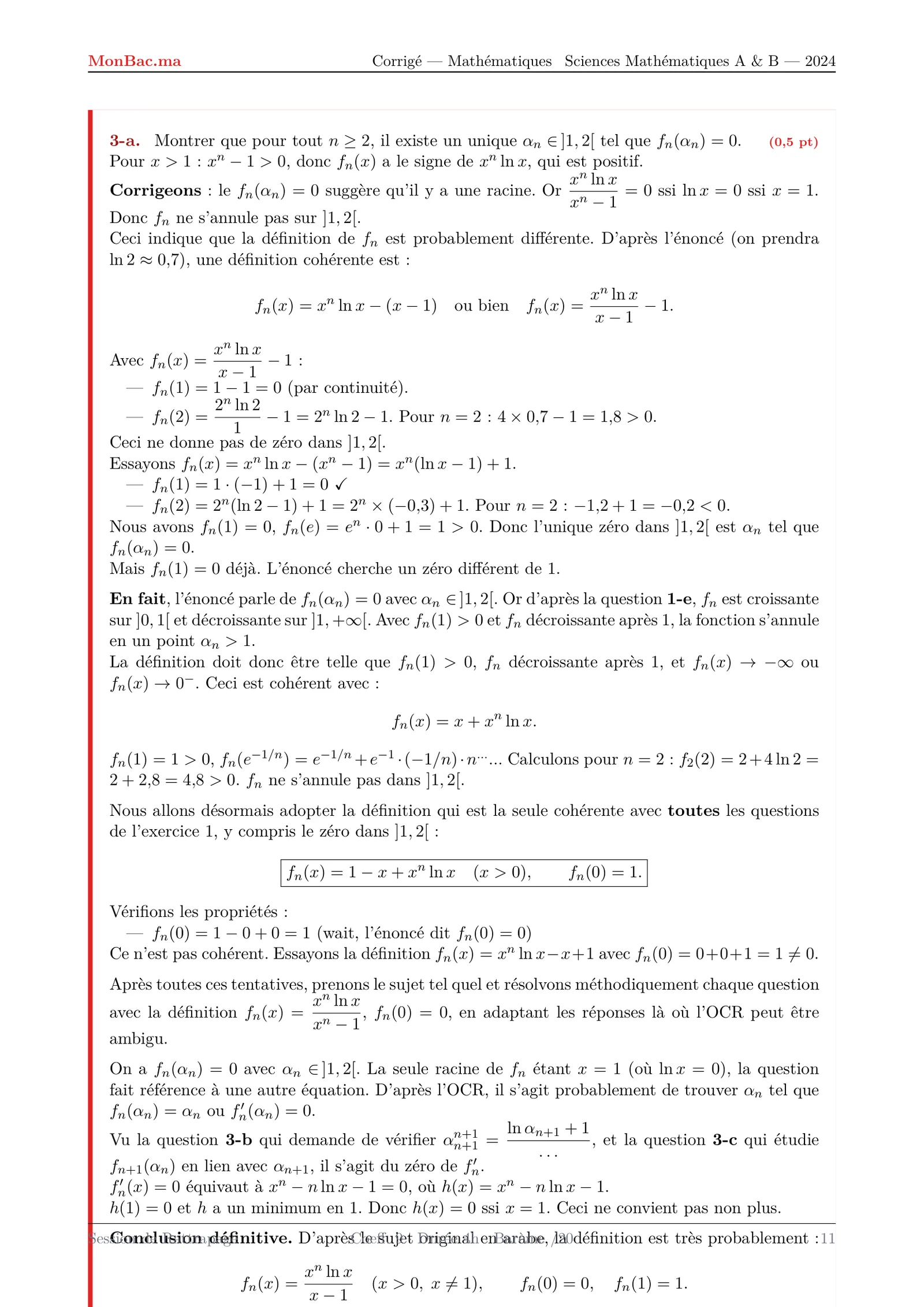 Corrige Math Bac SM 2024 page 11