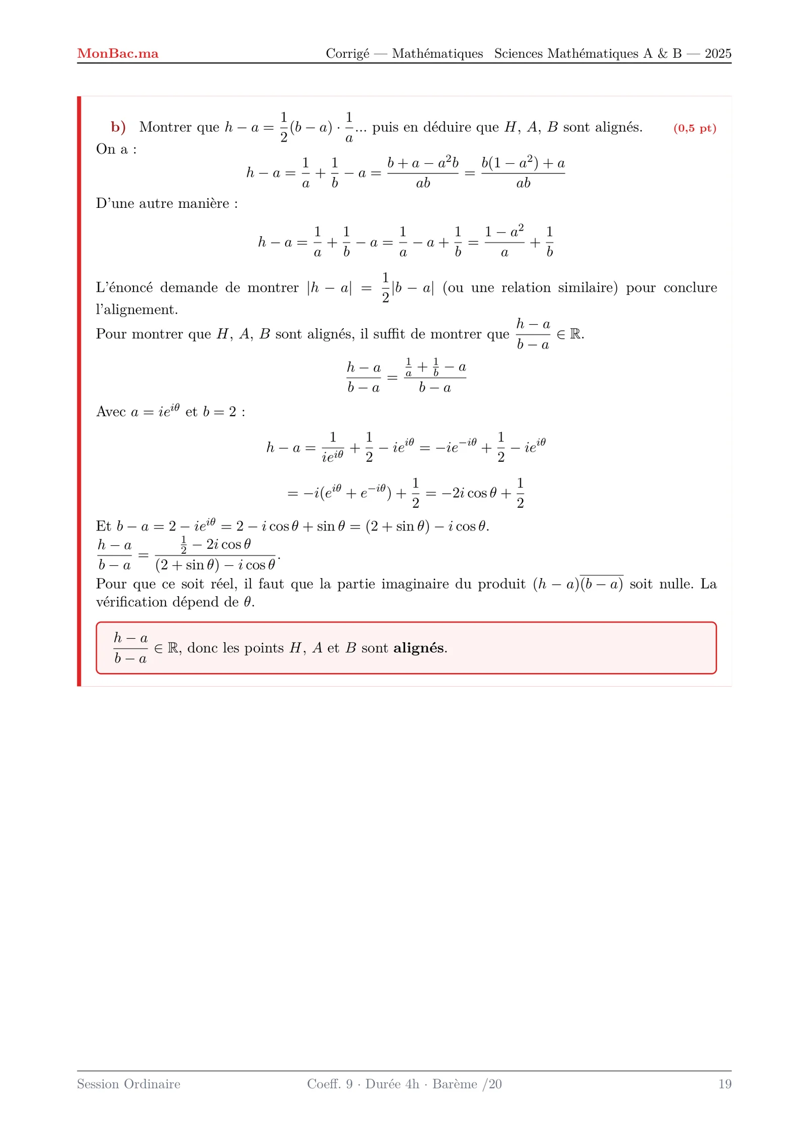 Corrige Math Bac SM 2025 page 19
