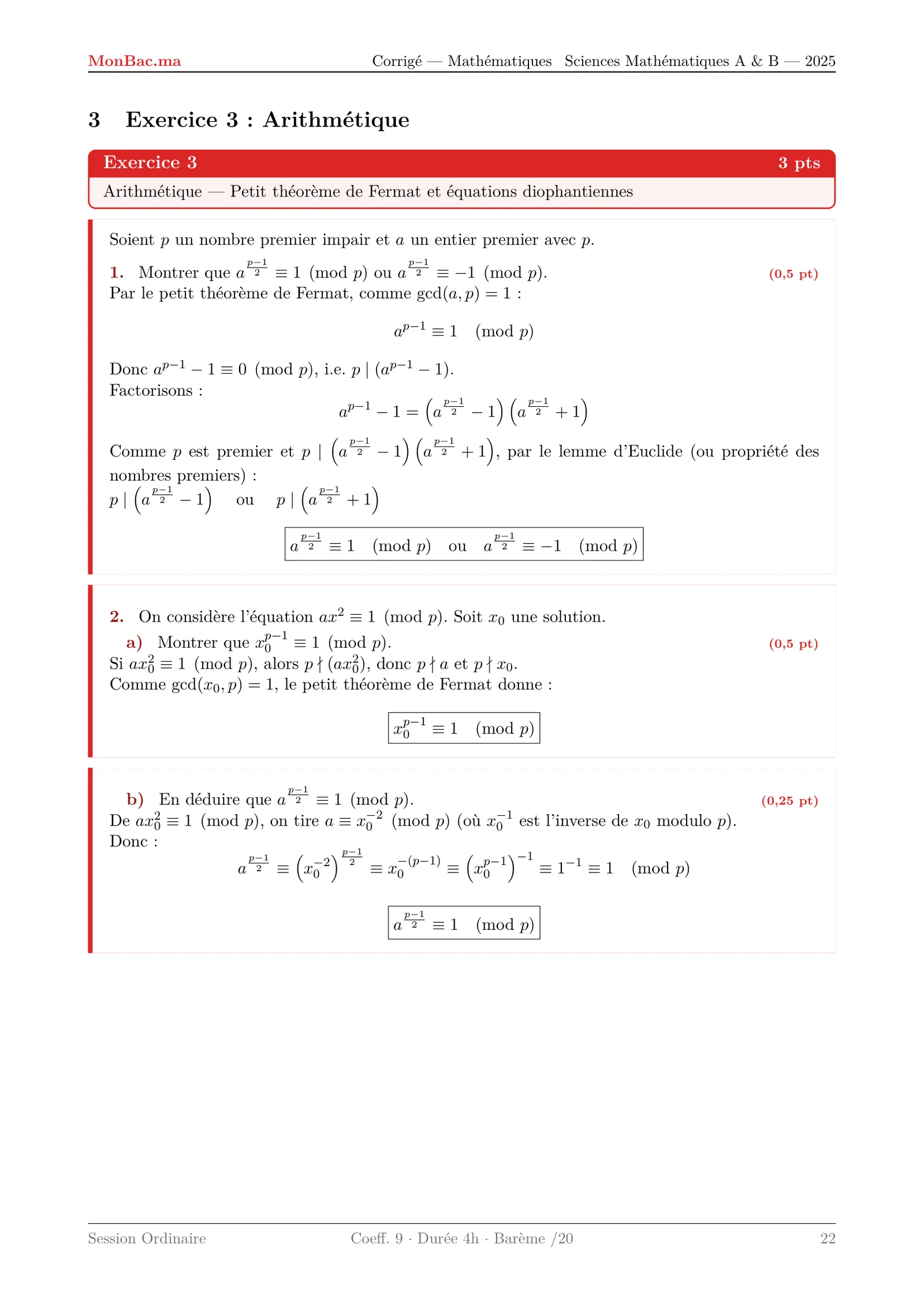 Corrige Math Bac SM 2025 page 22