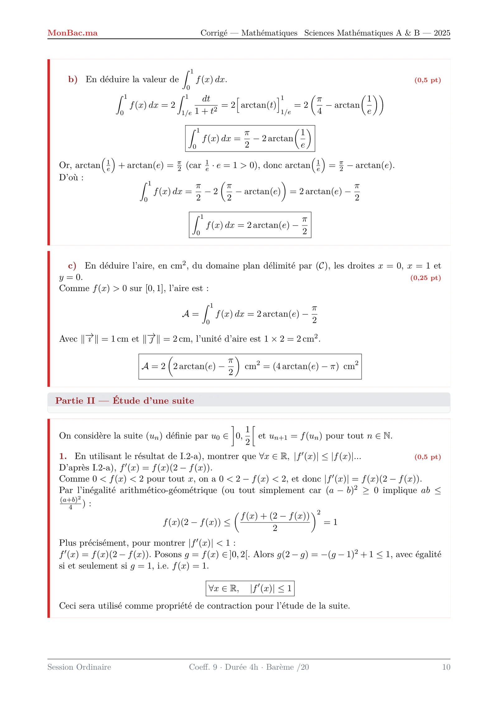 Corrige Math Bac SM 2025 page 10