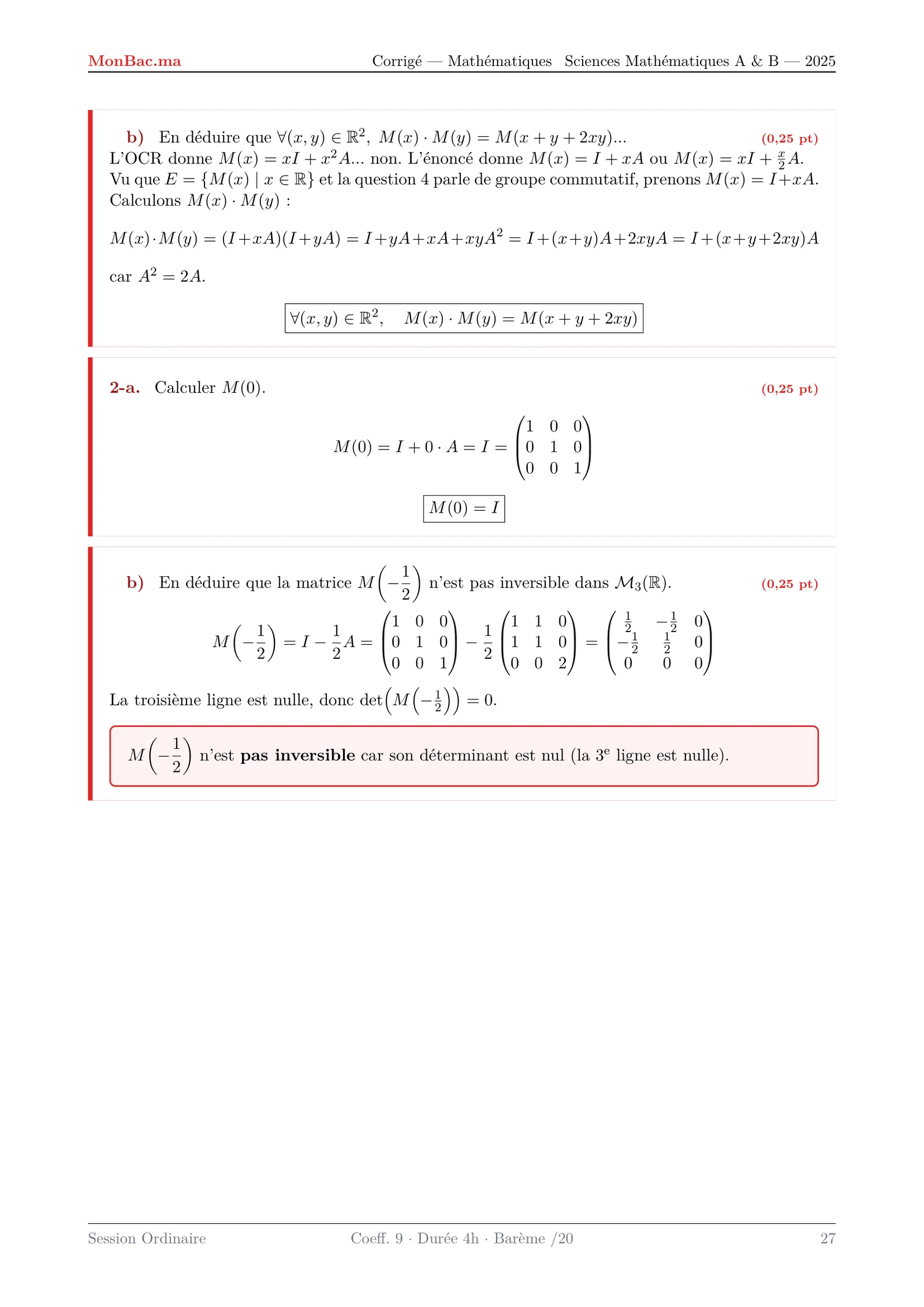 Corrige Math Bac SM 2025 page 27