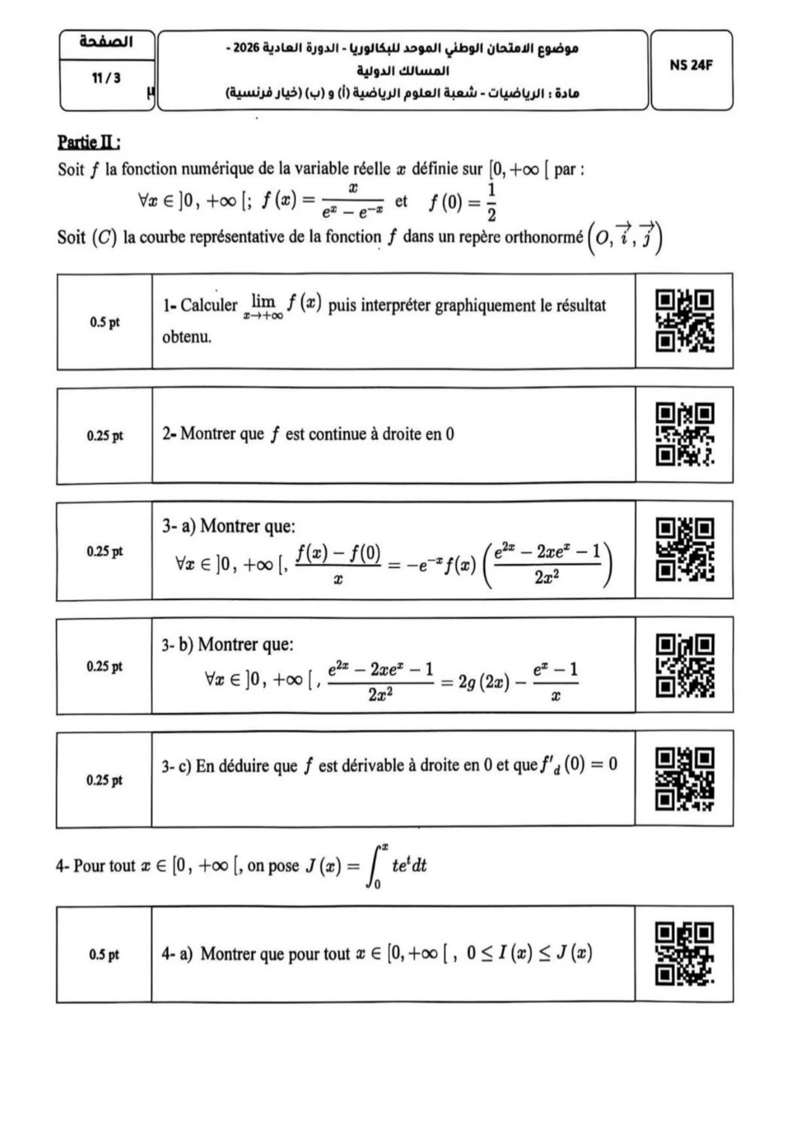 Sujet Math Bac SM 2026 page 3