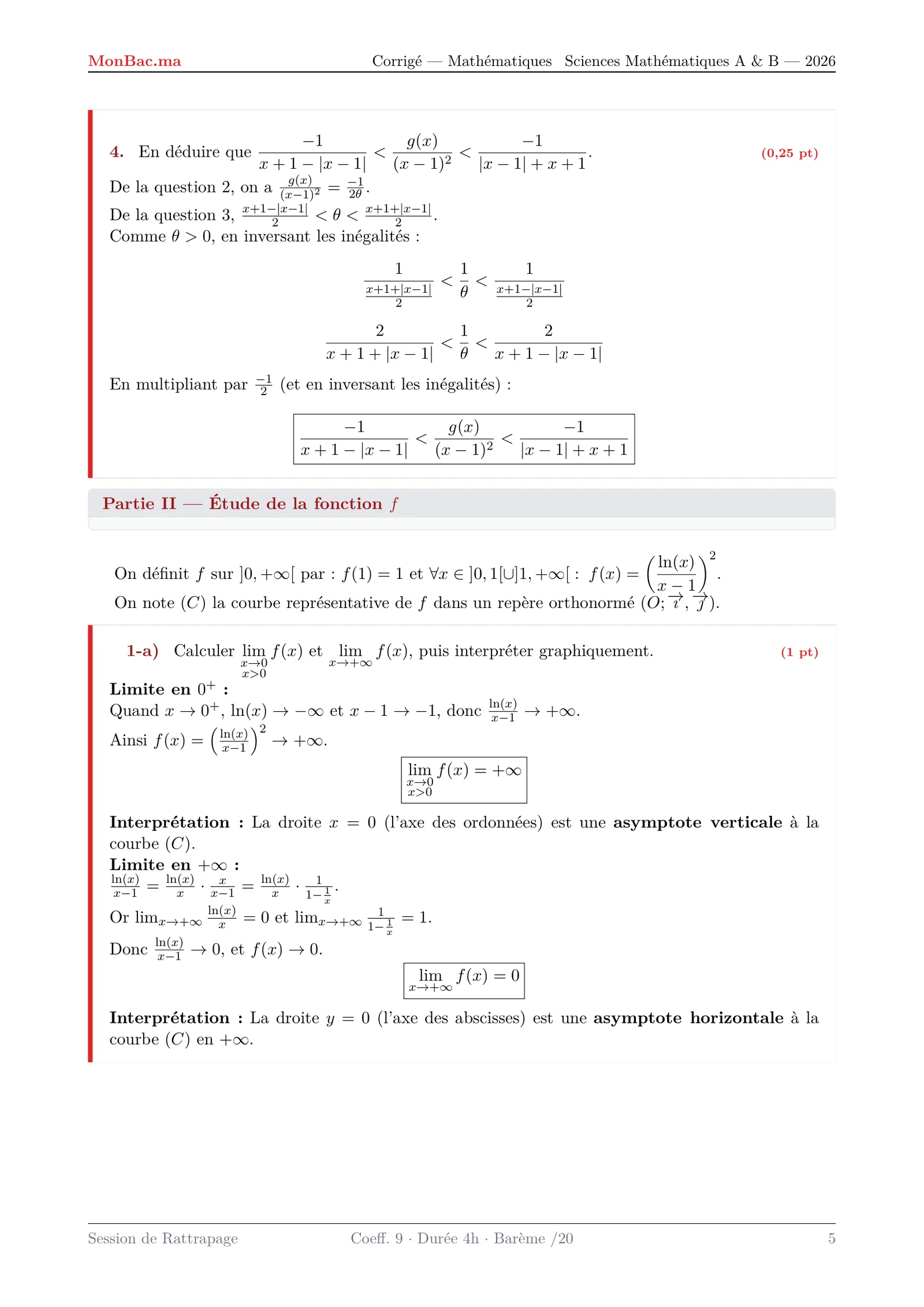 Corrige Math Bac SM 2026 page 5