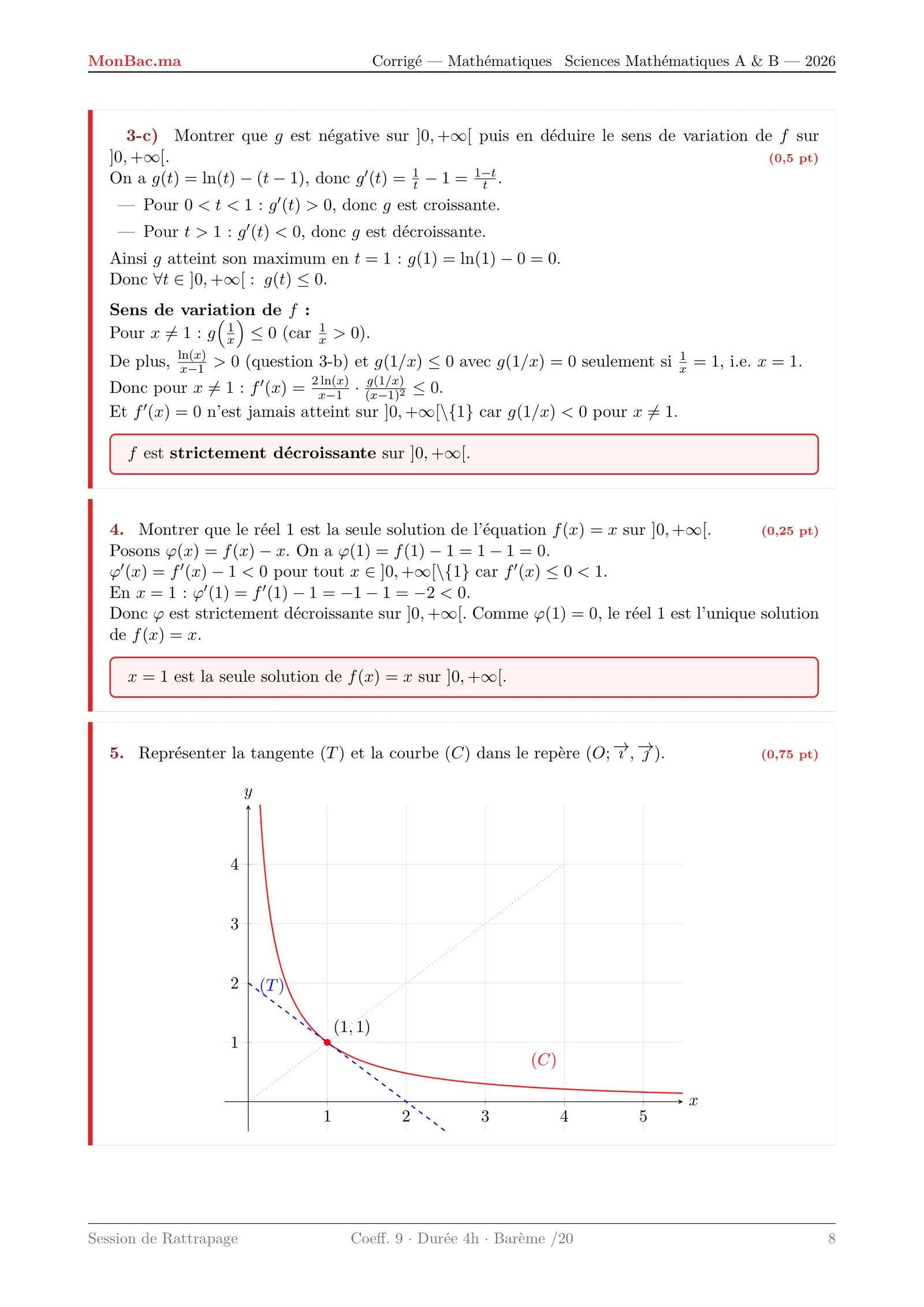 Corrige Math Bac SM 2026 page 8