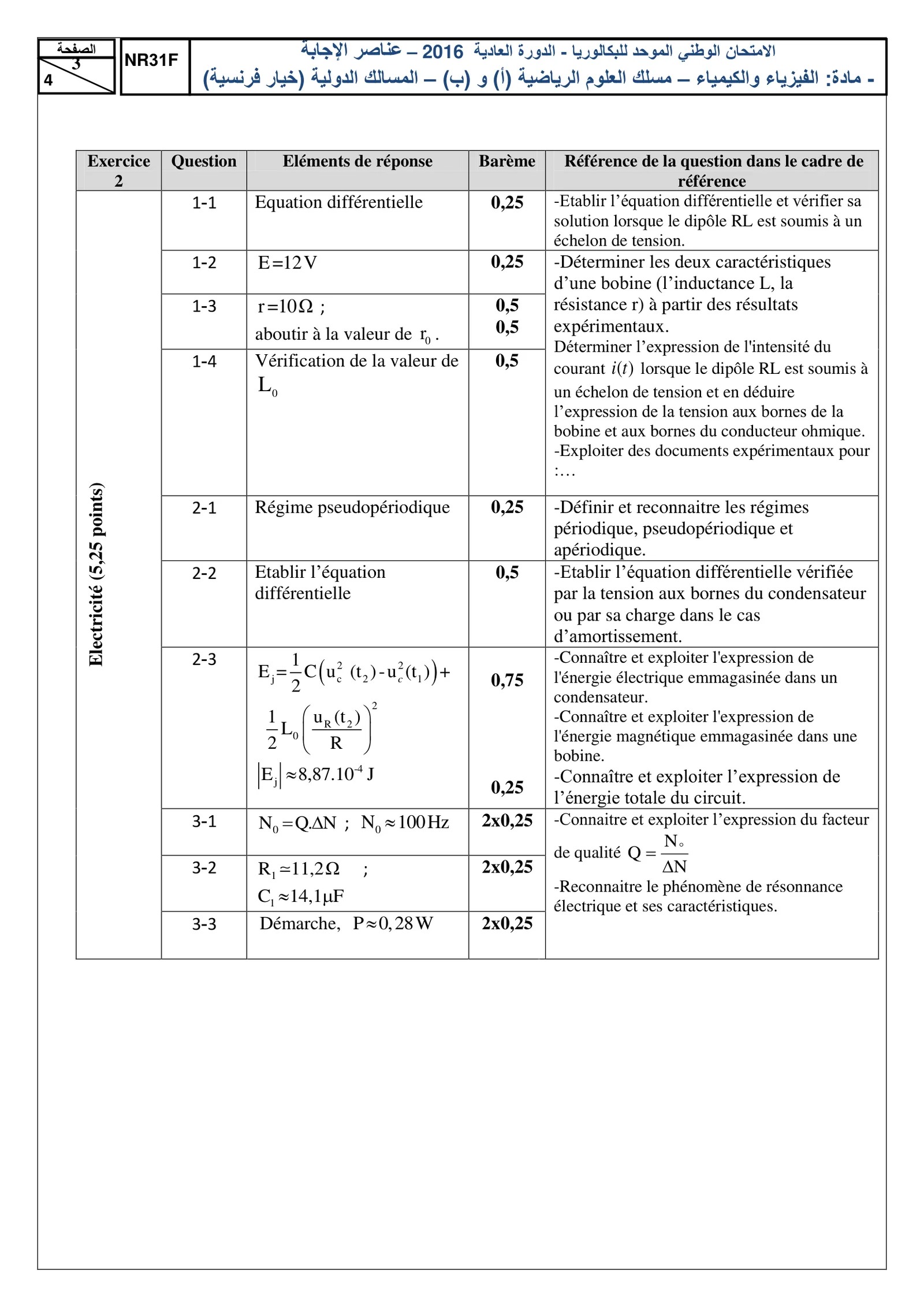 Corrige Physique Bac SM 2016 page 3