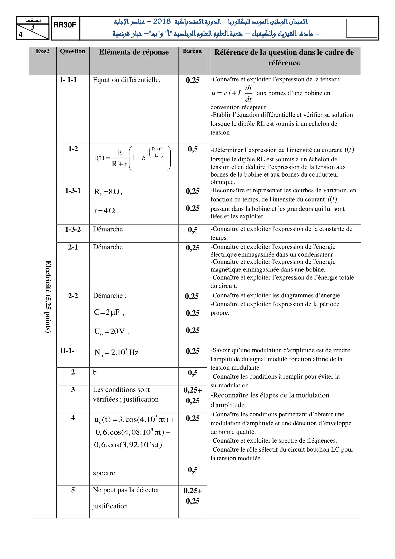 Corrige Physique Bac SM 2018 page 3