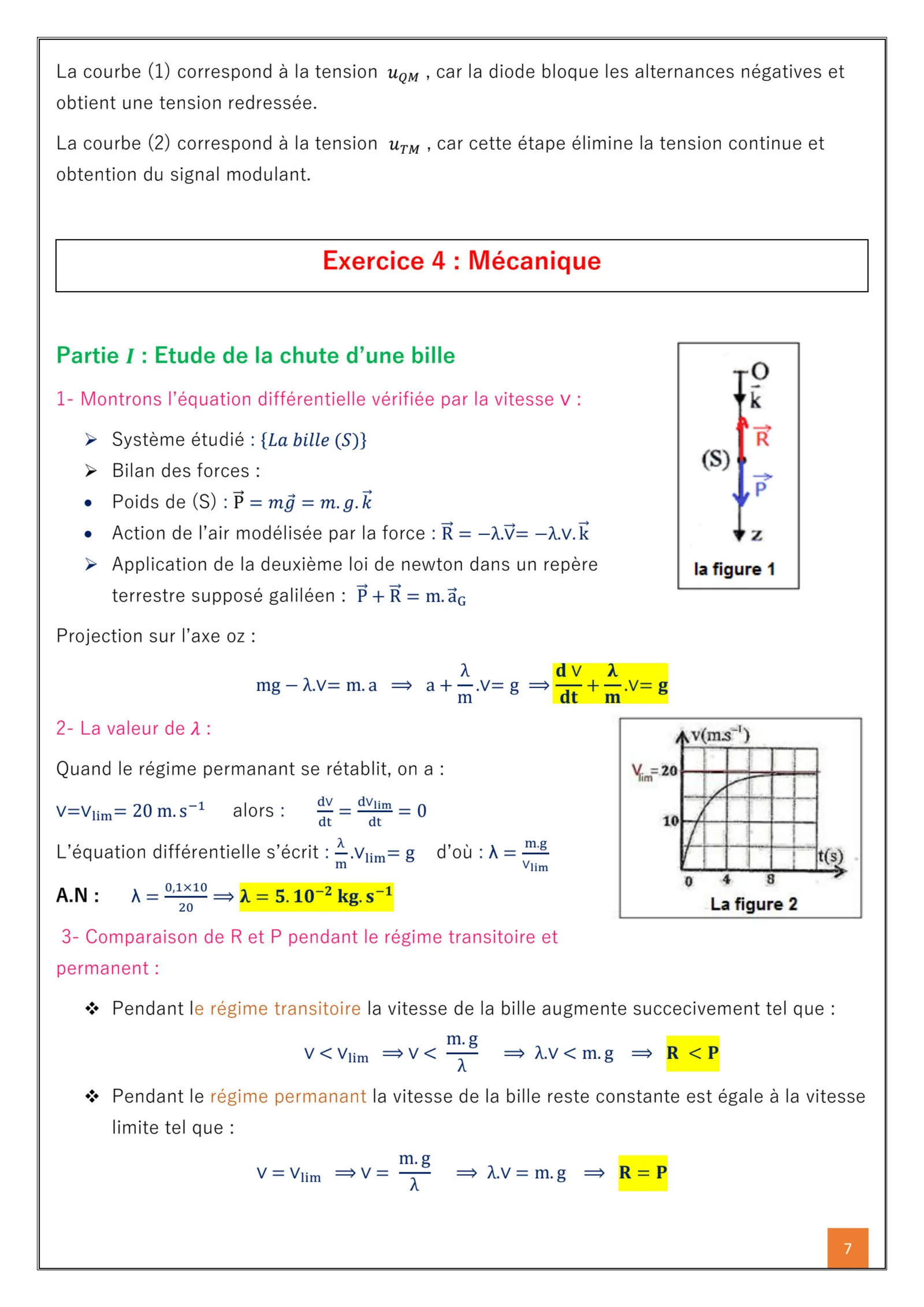 Corrige Physique Bac SM 2019 page 7
