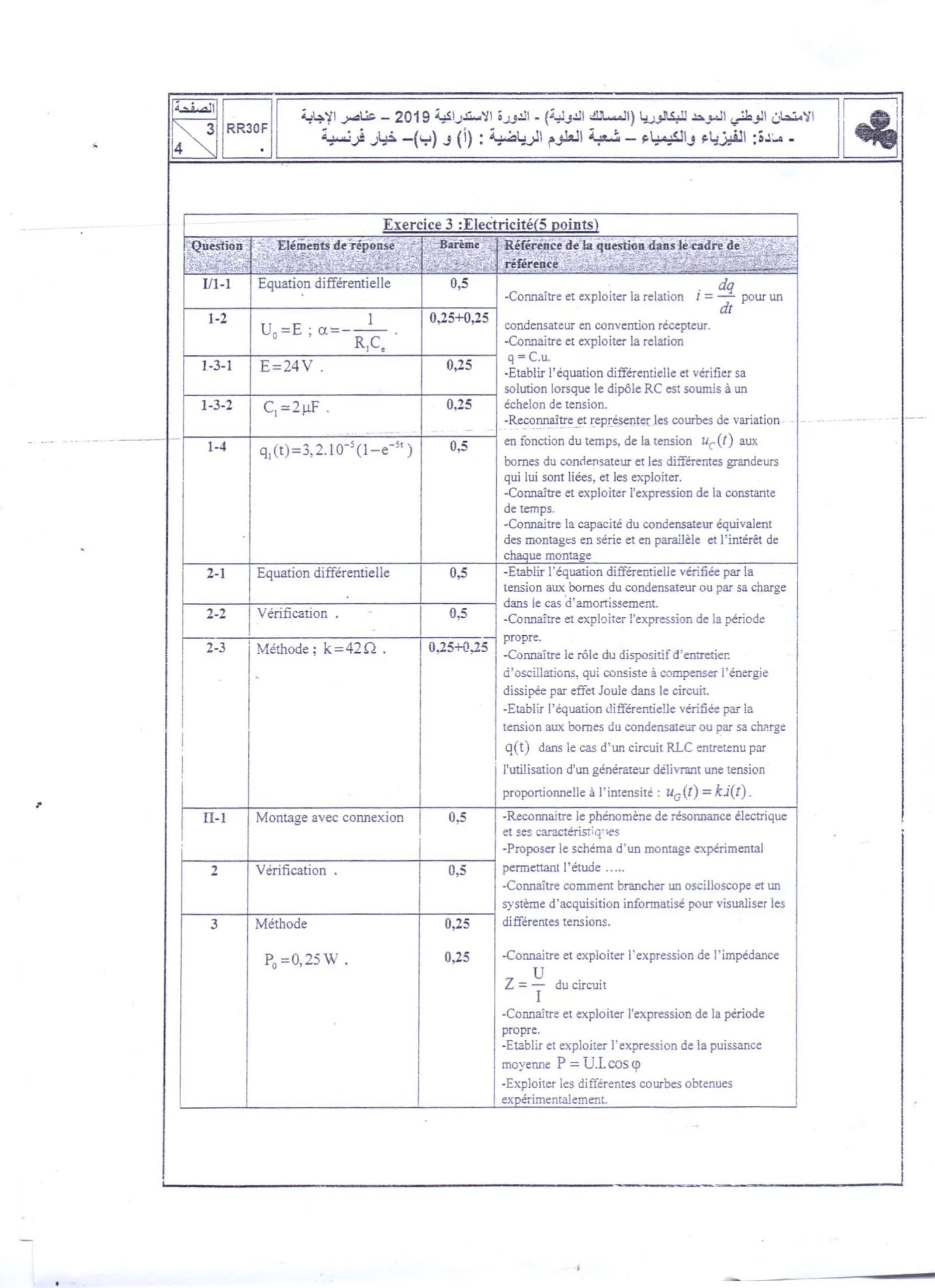 Sujet Physique Bac SM 2019 page 11