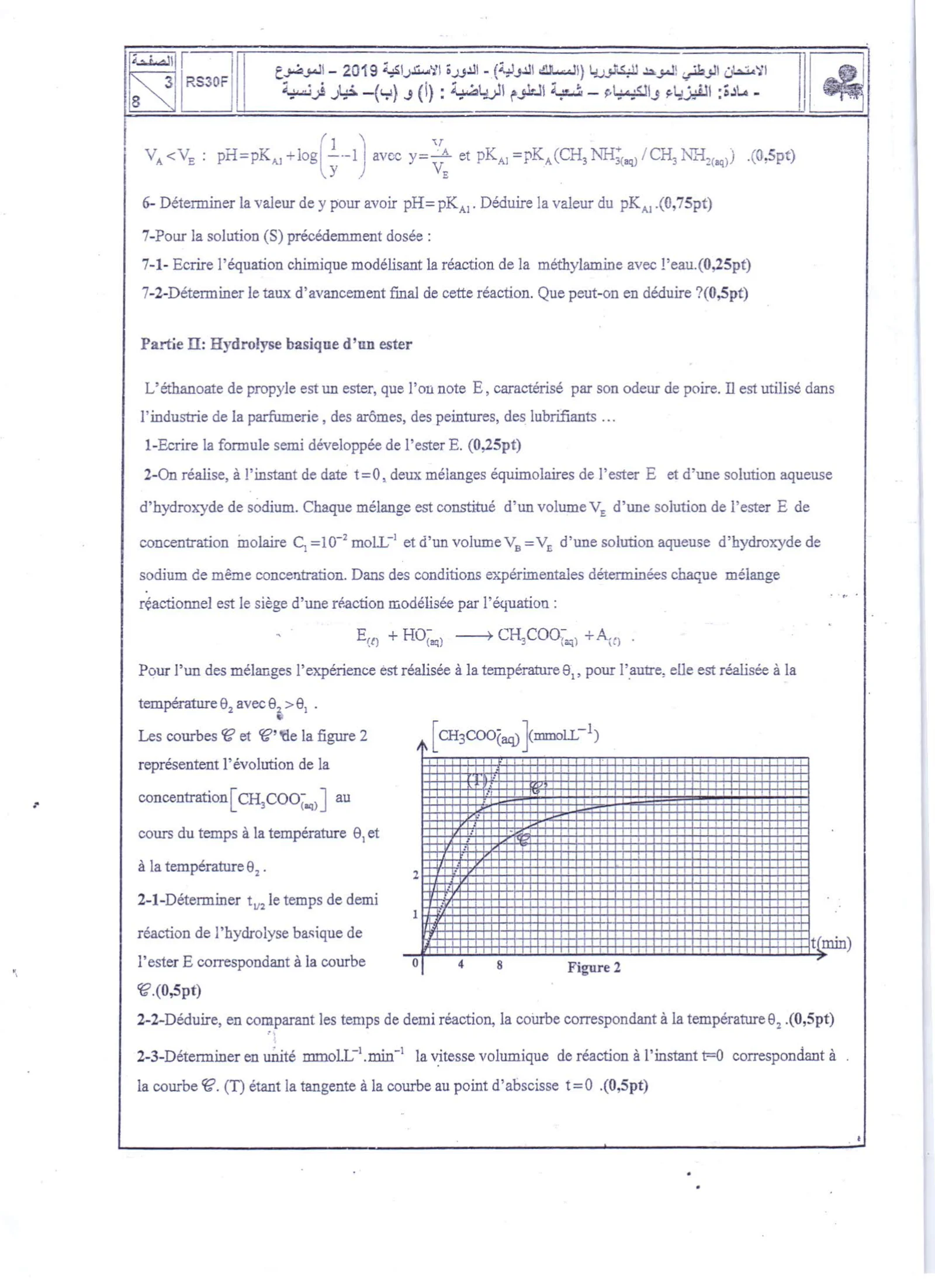 Sujet Physique Bac SM 2019 page 3