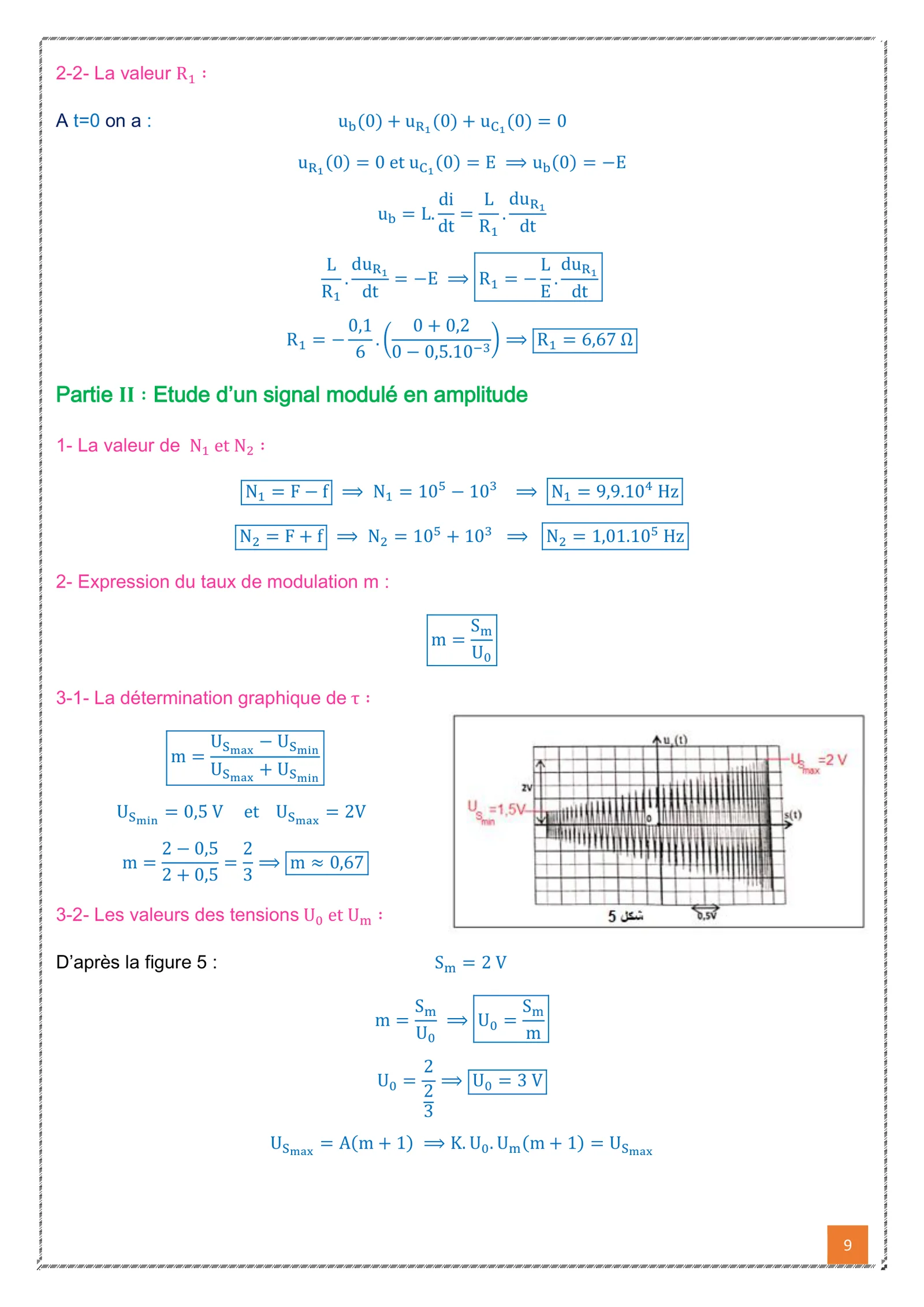 Corrige Physique Bac SM 2020 page 9
