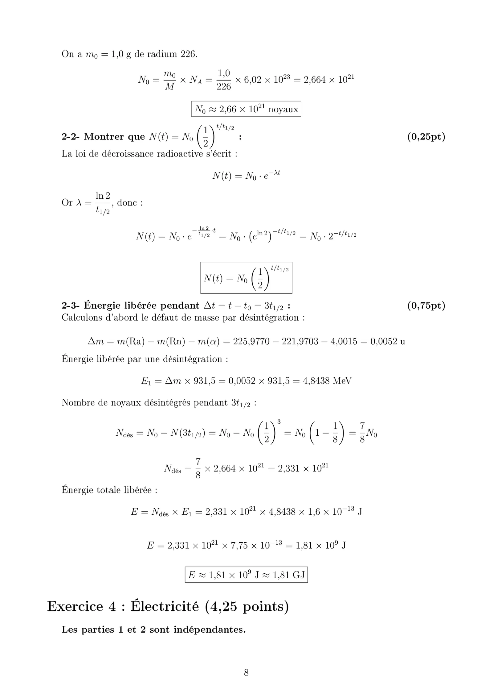 Corrige Physique Bac SM 2025 page 8