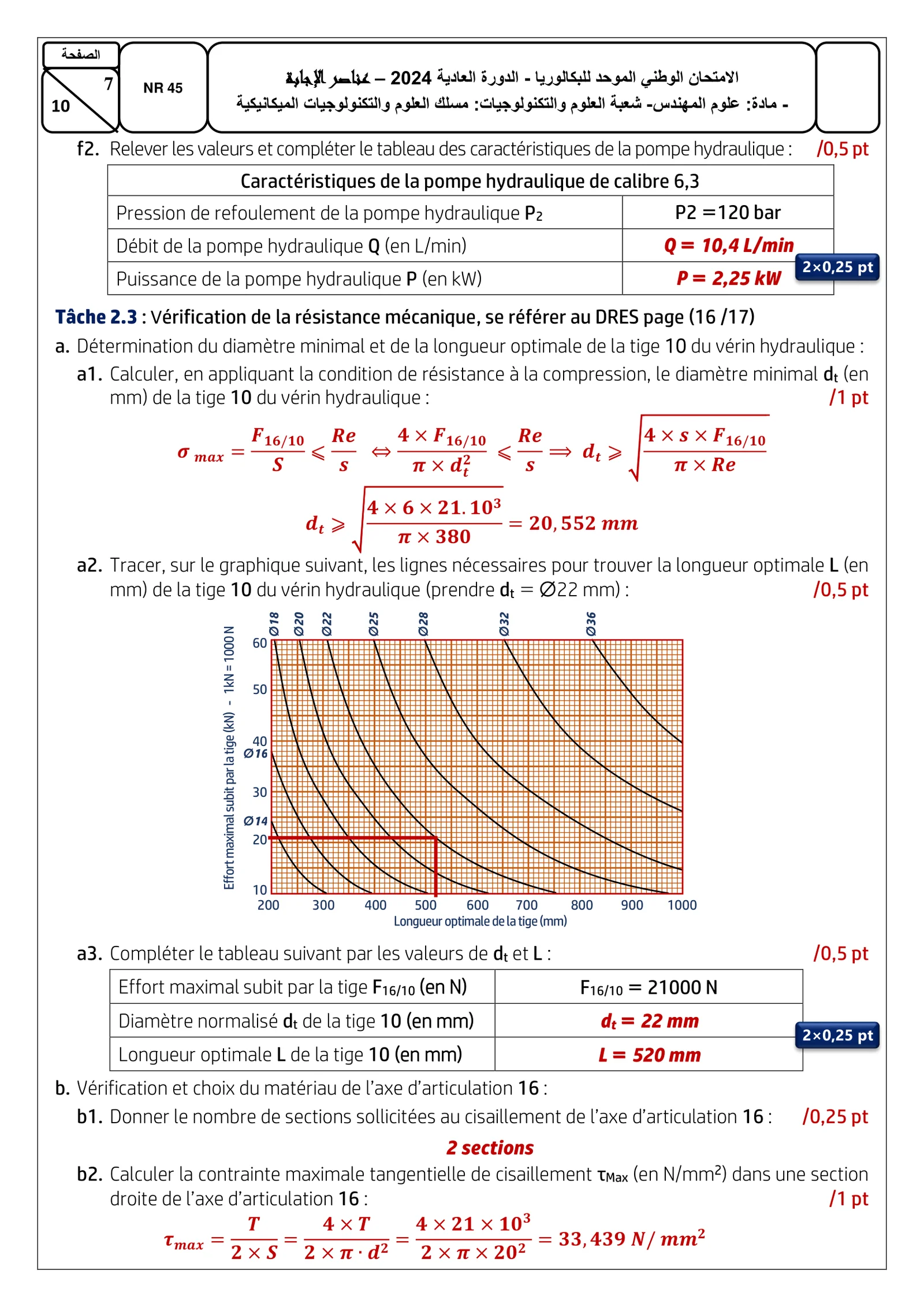 Corrige Sciences Ingénieur Bac SM 2024 page 7