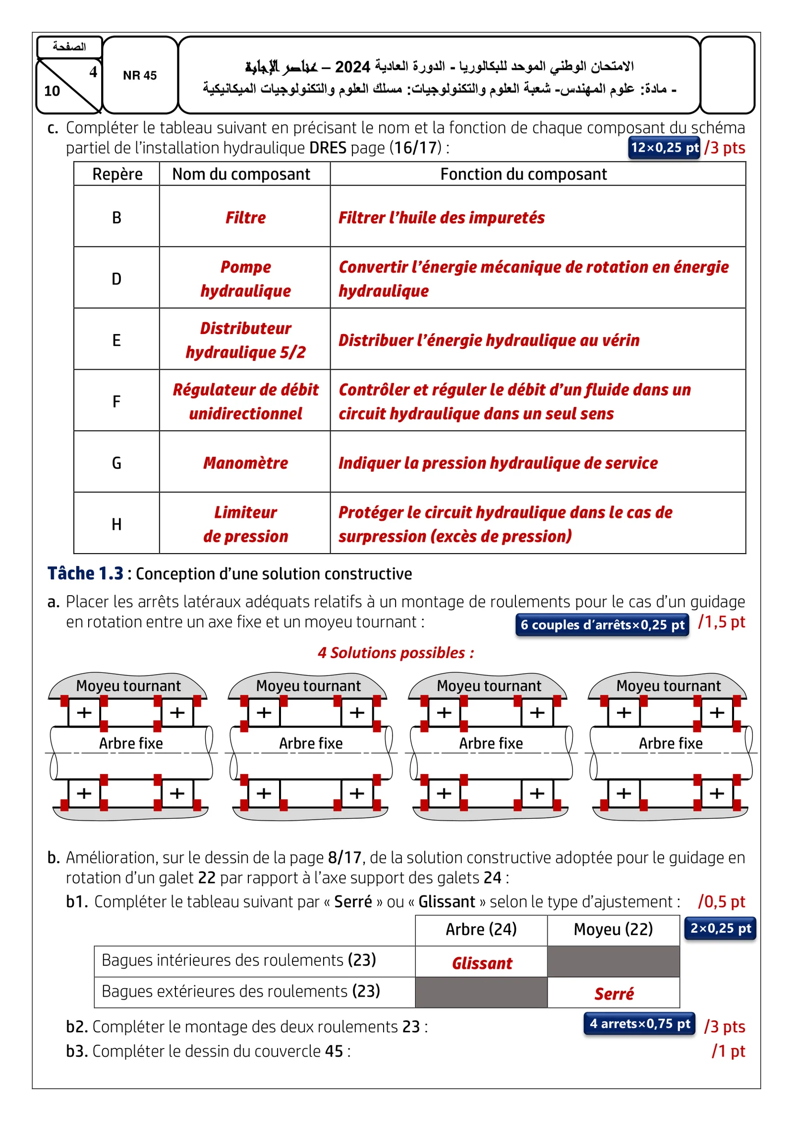 Corrige Sciences Ingénieur Bac SM 2024 page 4