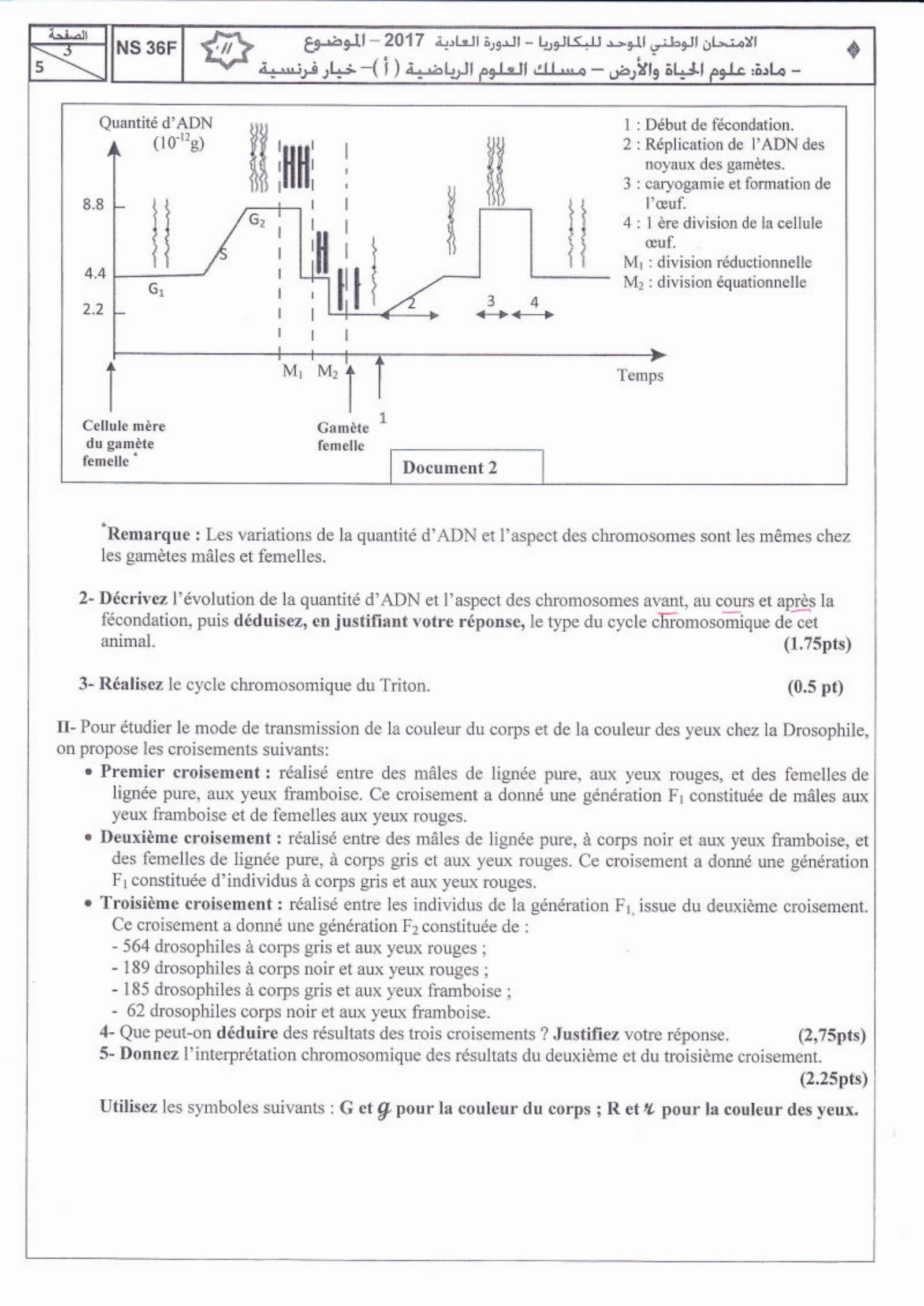 Sujet SVT Bac SM 2017 page 3