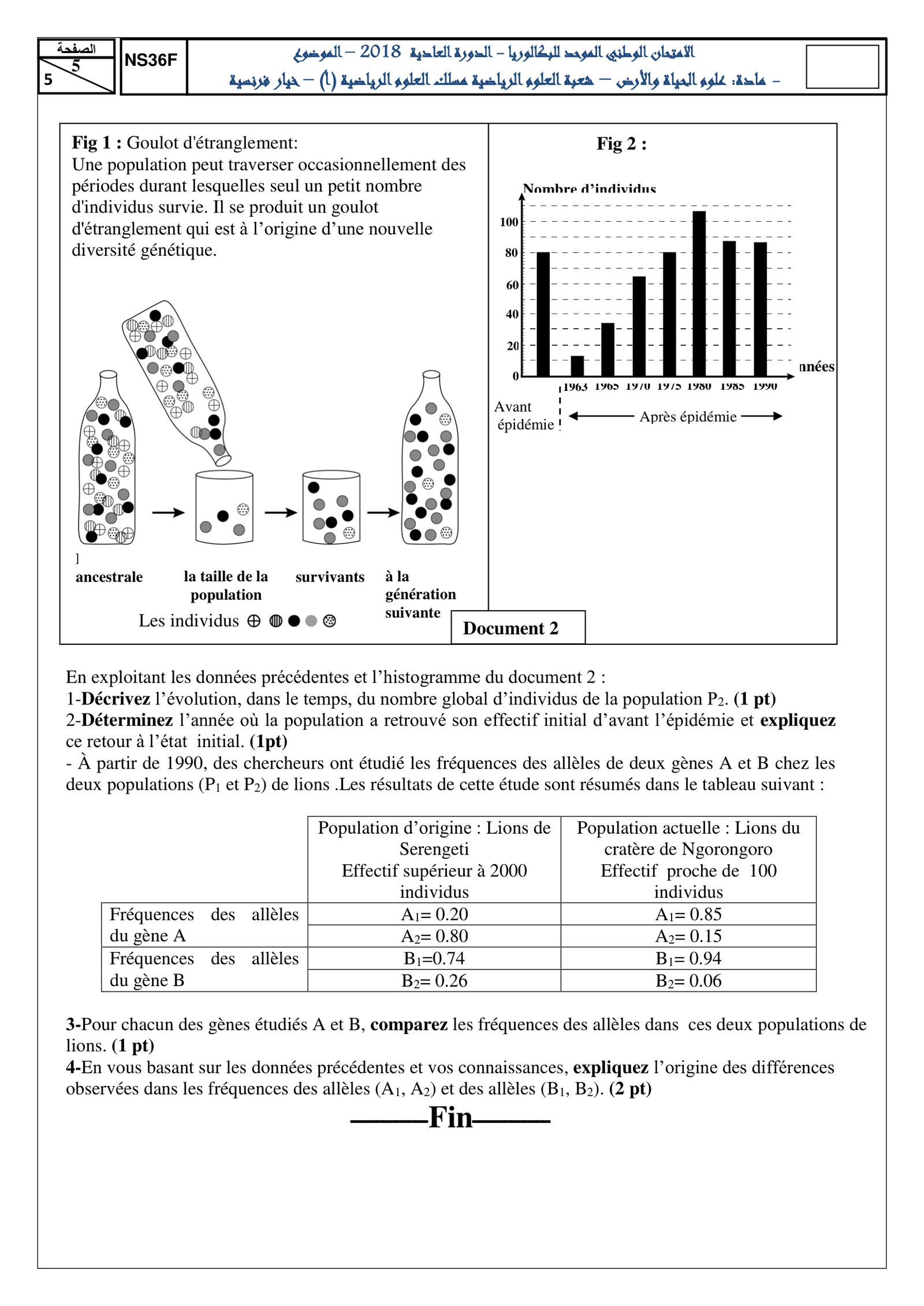 Sujet SVT Bac SM 2018 page 5