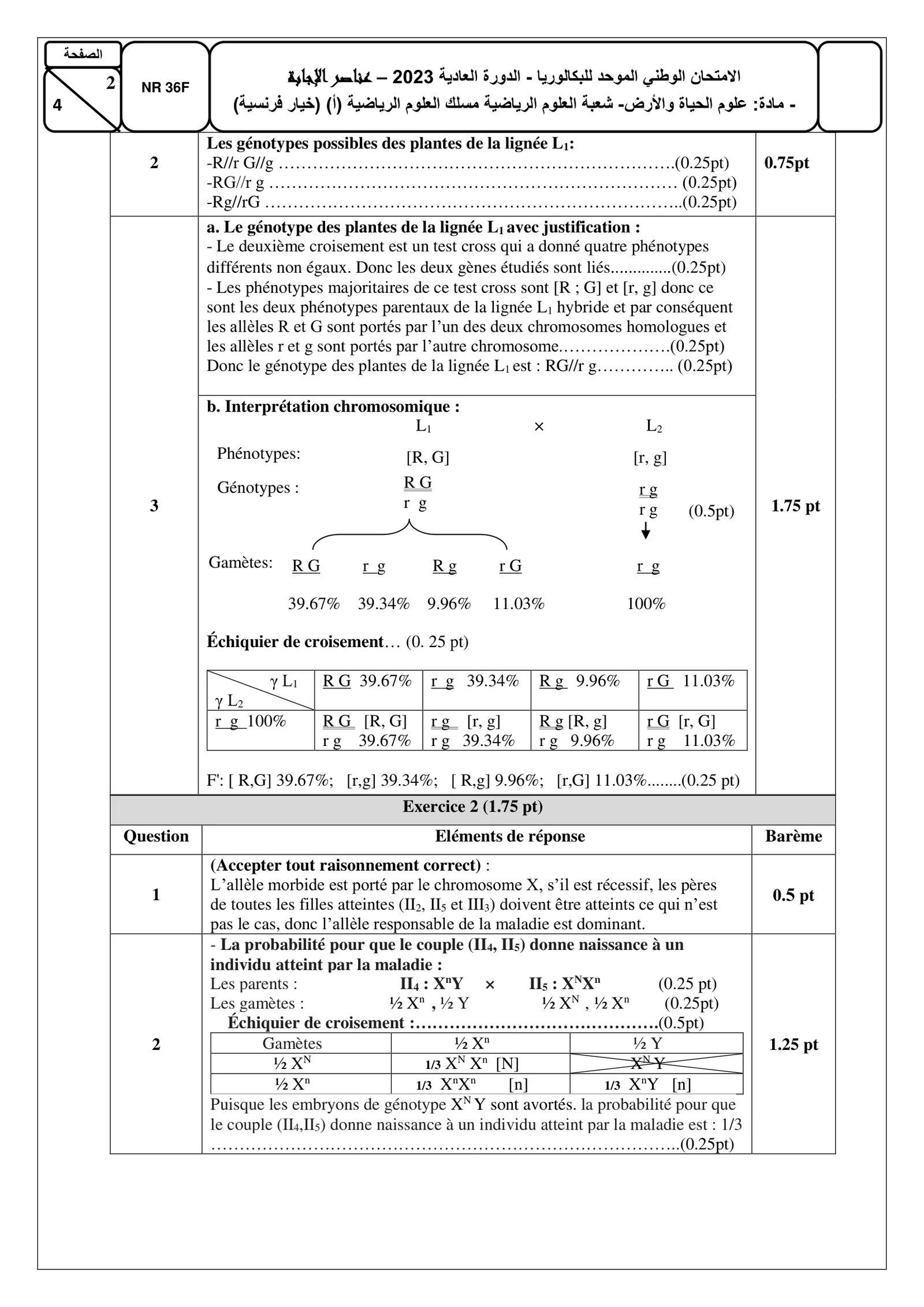 Corrige SVT Bac SM 2023 page 2