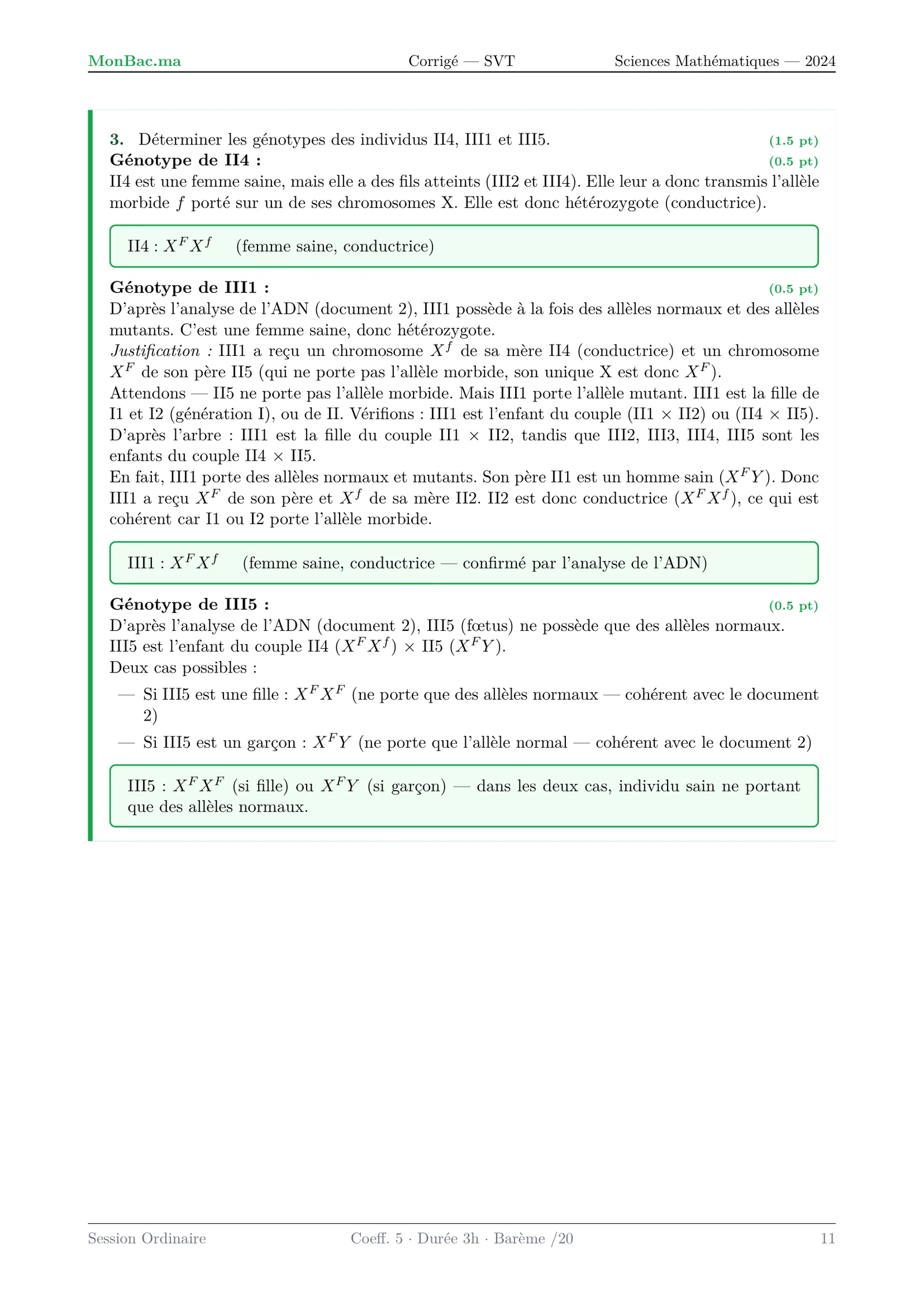 Corrige SVT Bac SM 2024 page 11