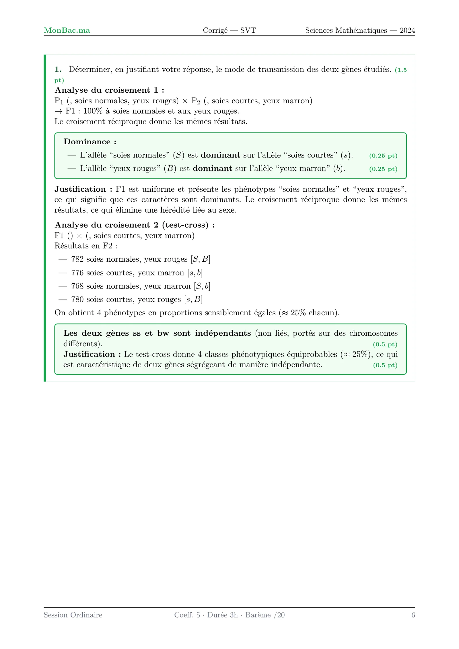 Corrige SVT Bac SM 2024 page 6