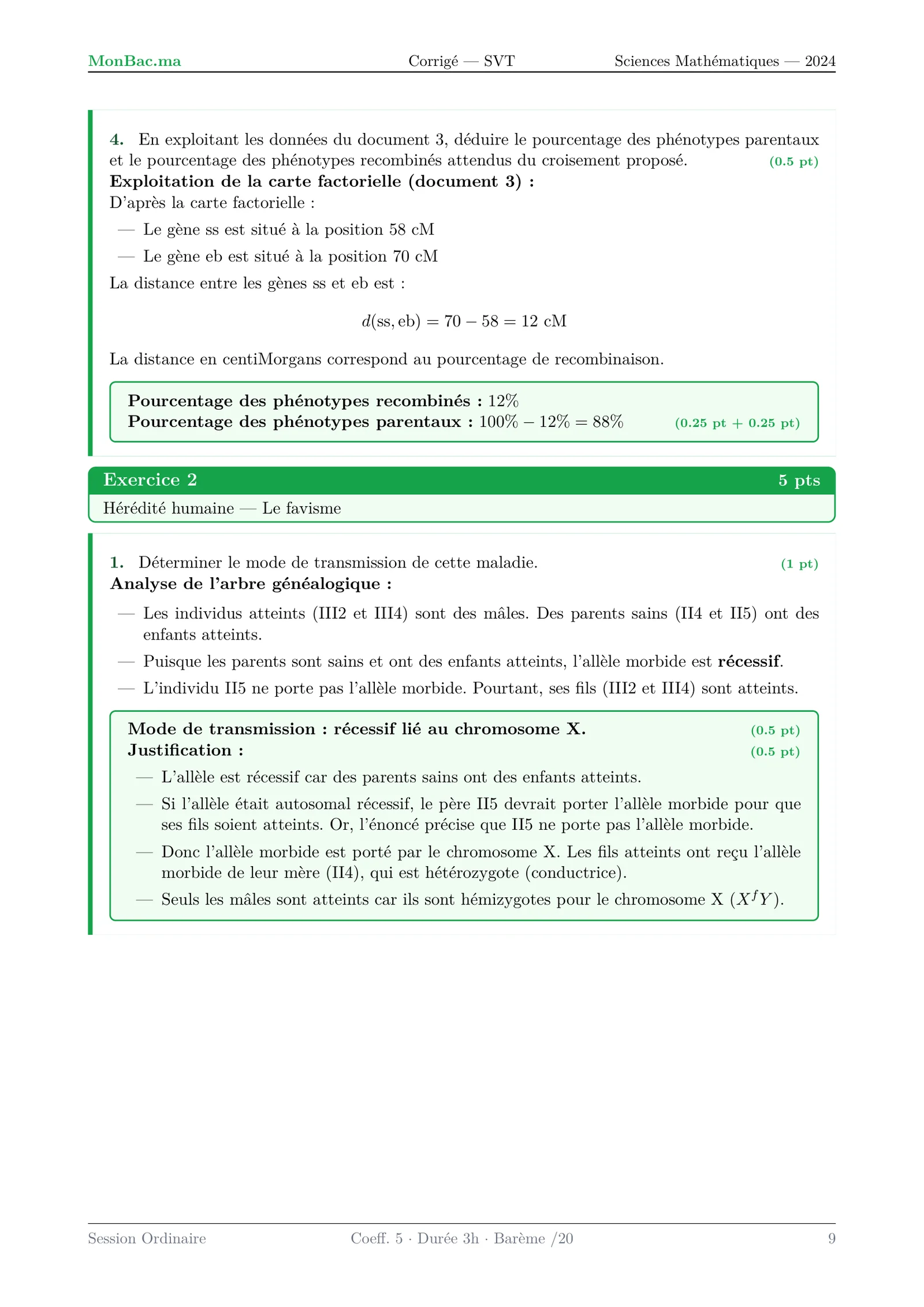 Corrige SVT Bac SM 2024 page 9