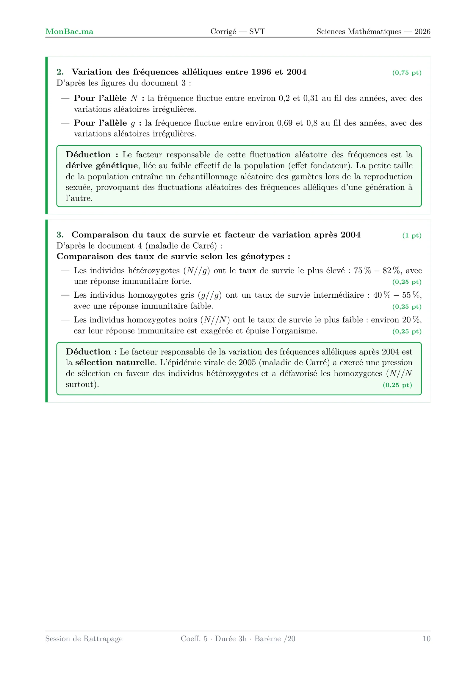 Corrige SVT Bac SM 2026 page 10