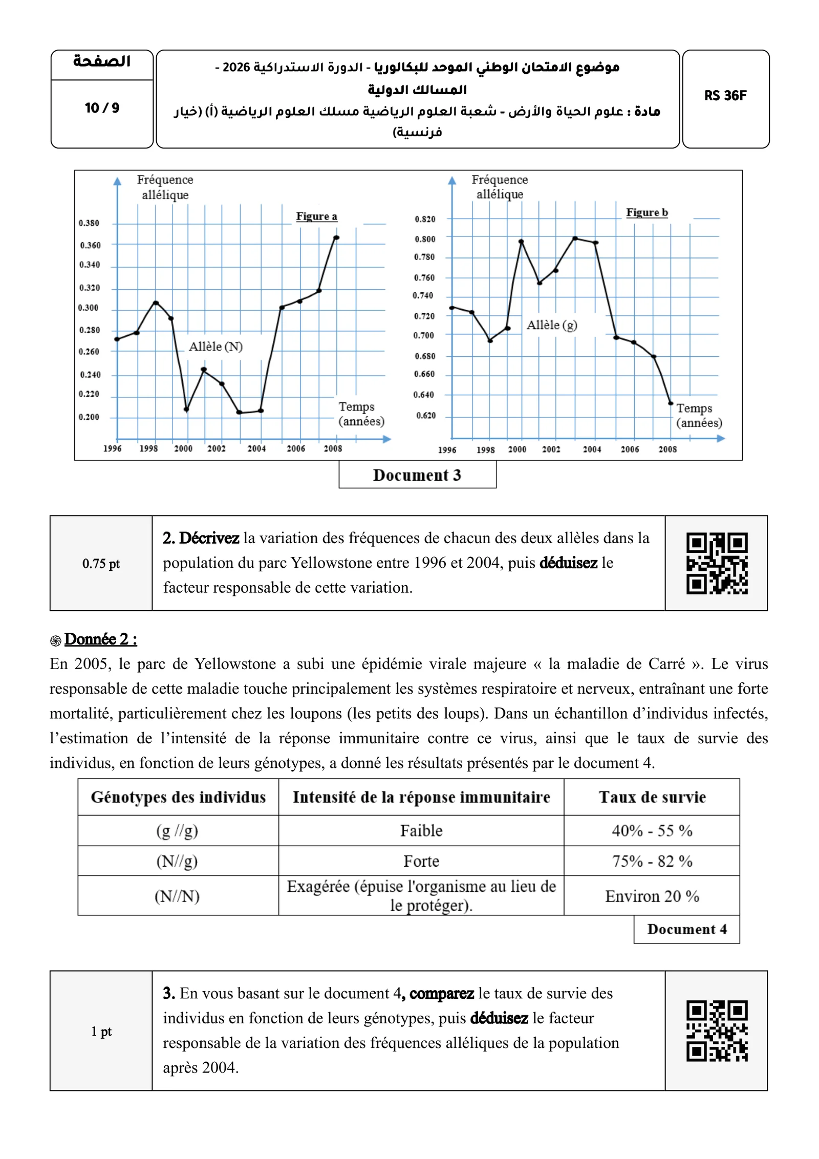Sujet SVT Bac SM 2026 page 9