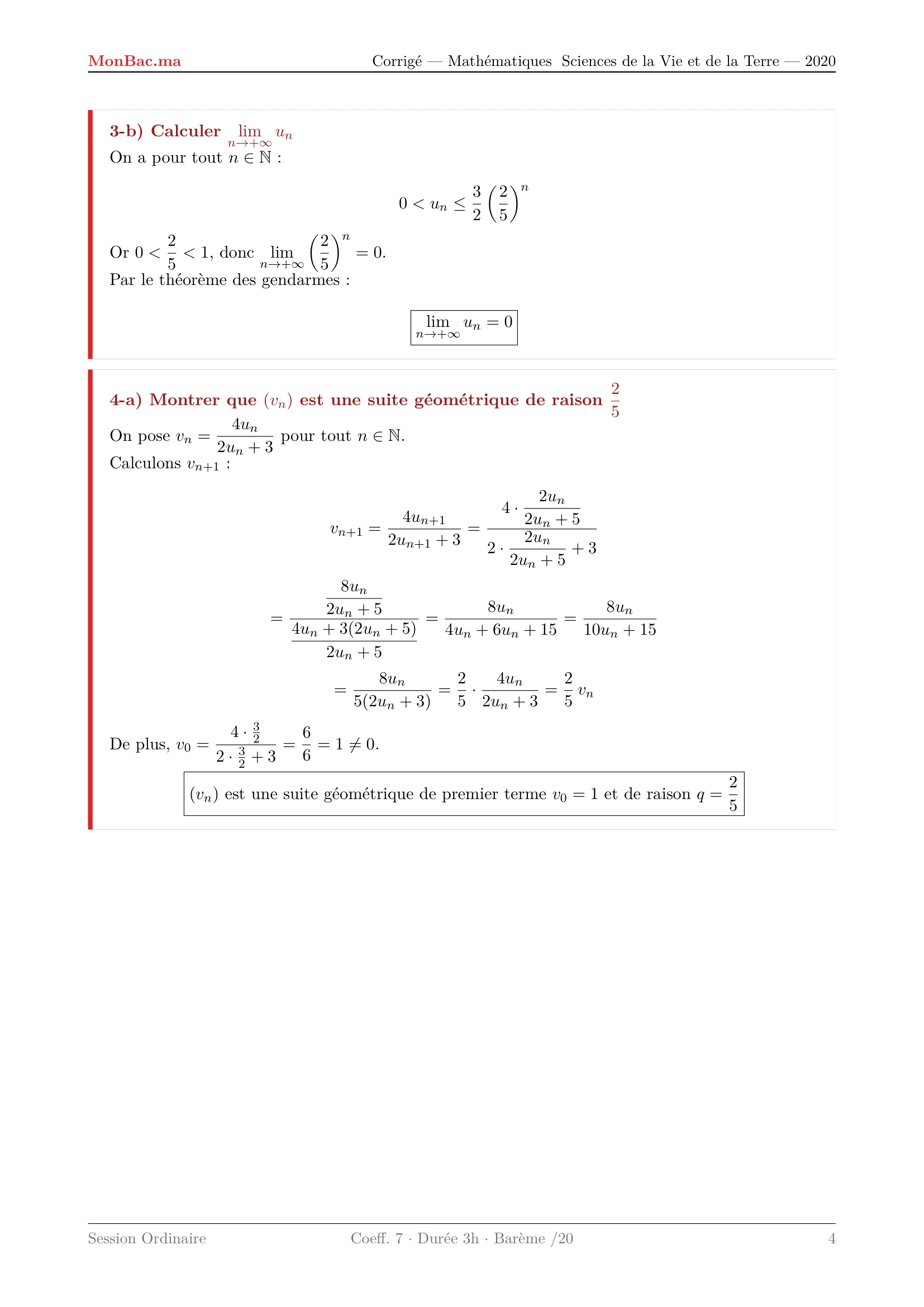 Corrige Math Bac SVT 2020 page 4