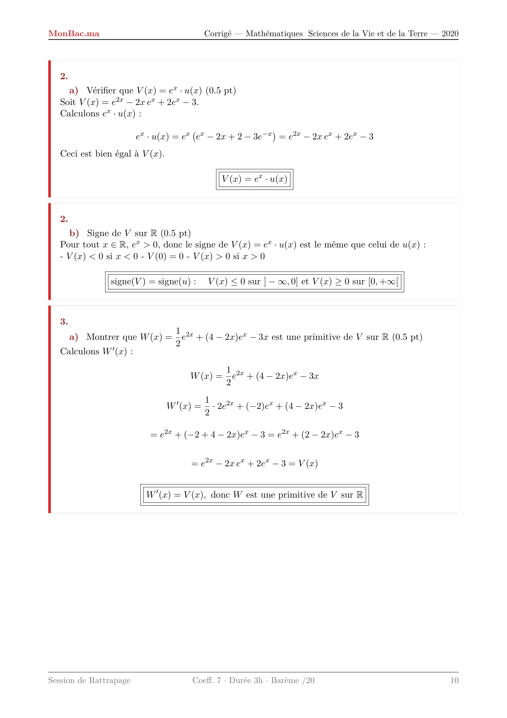 Corrige Math Bac SVT 2020 page 10